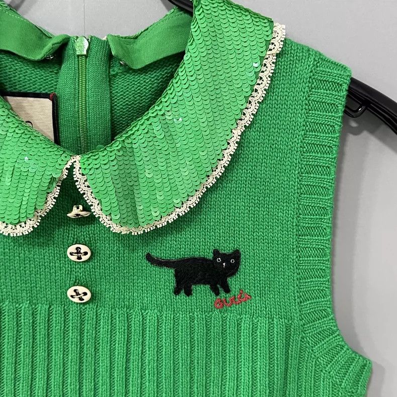 Gucci Gucci Kitten embroidered sequin collar knitted vest 2501-Ne Size US S / EU 44-46 / 1 - 6 Thumbnail