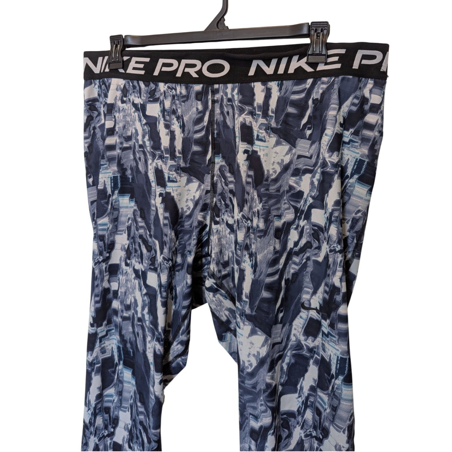 Nike Nike Dri-Fit Grey Blue Graphic Marbled Ice Pro Leggings 2XL Size 40" / US 18 - 4 Thumbnail