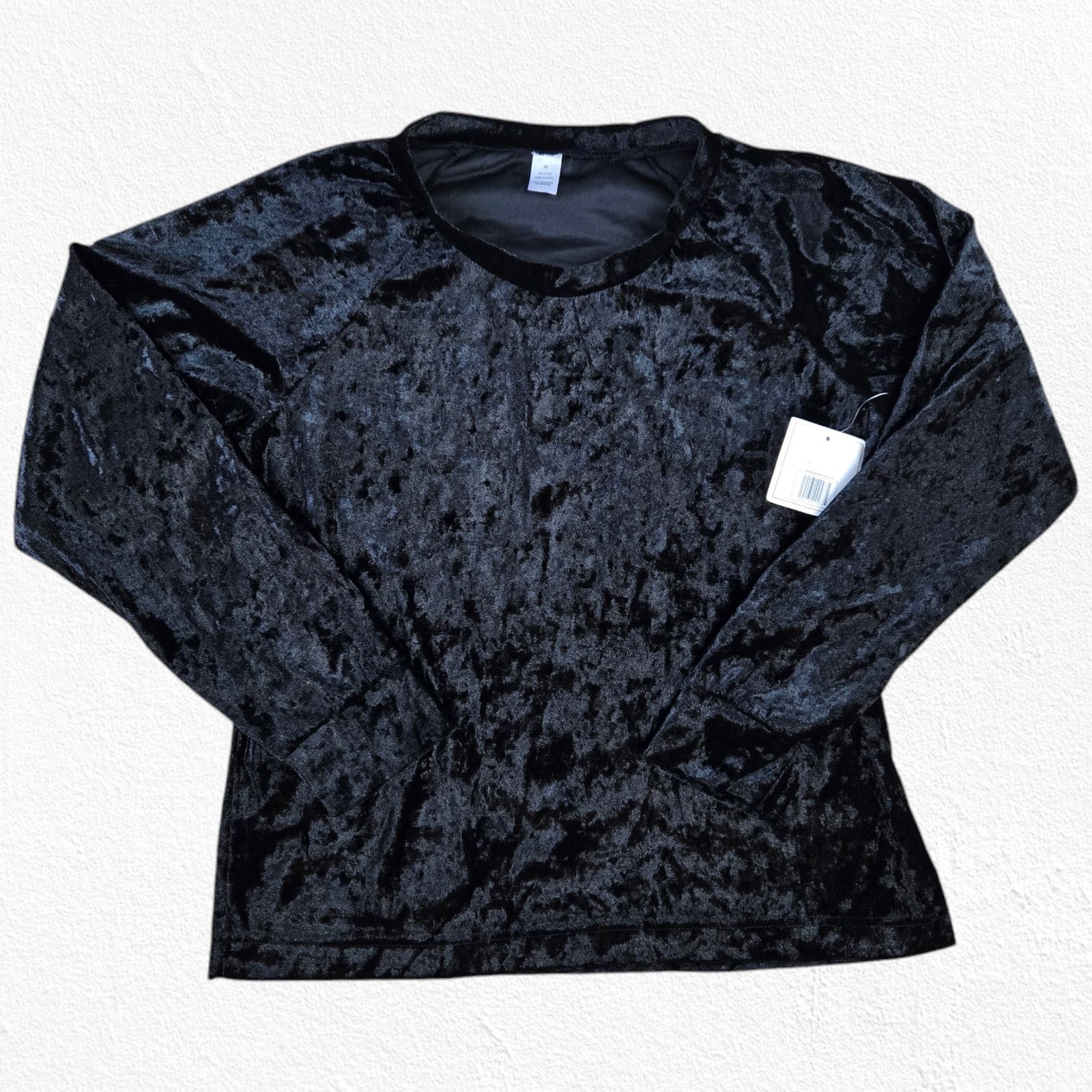 Other Black Velvet Long Sleeve Crewneck Velour Blouse Size Medium Size M / US 6-8 / IT 42-44 - 2 Thumbnail