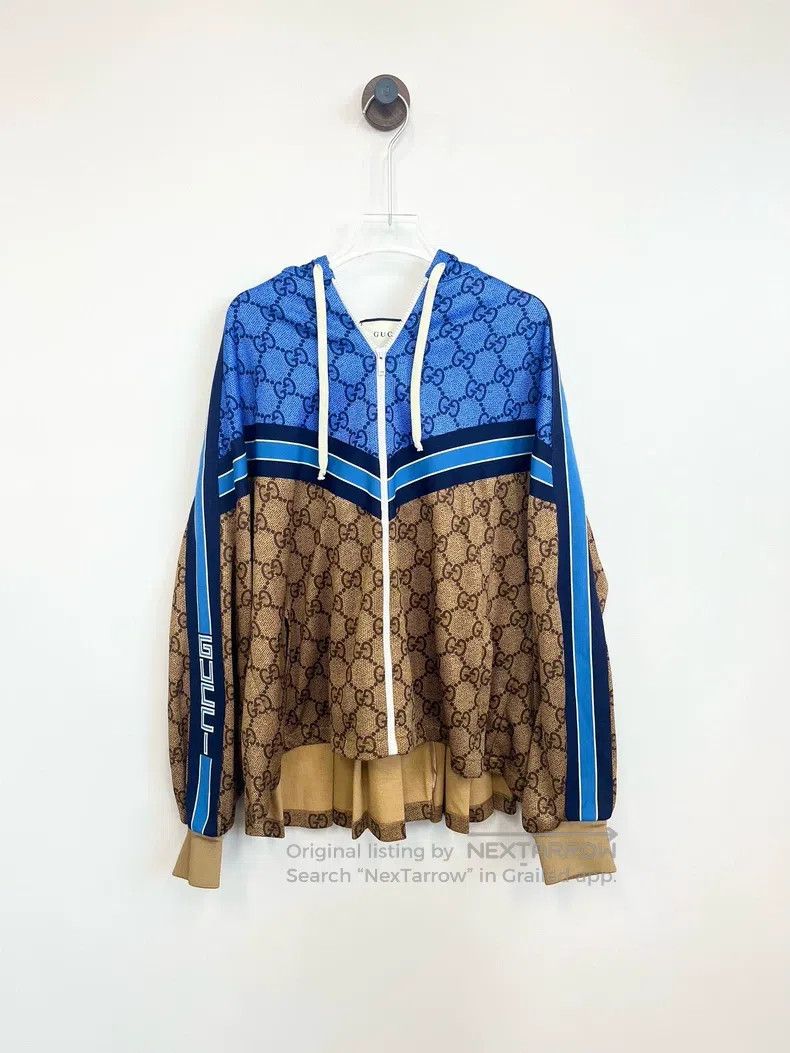 Gucci Gucci Blue and brown colour block old flower full print si Size US XS / EU 42 / 0 - 1 Thumbnail