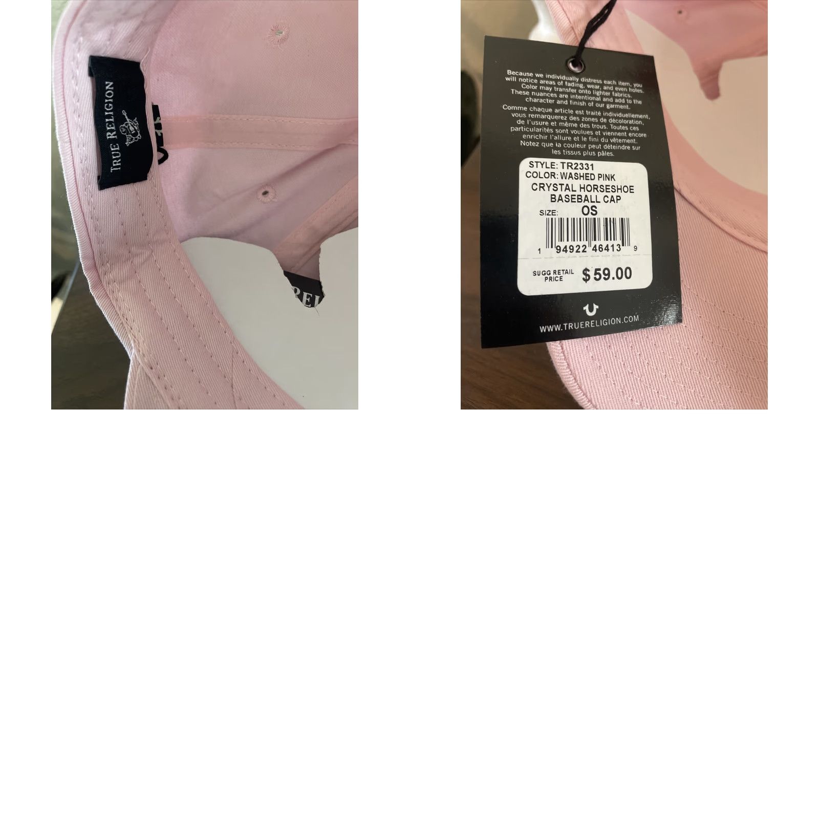 True Religion True Religion Women’s Snapback Hat Adjustable Pink Rhinestones Logo Casual Size ONE SIZE - 8 Thumbnail