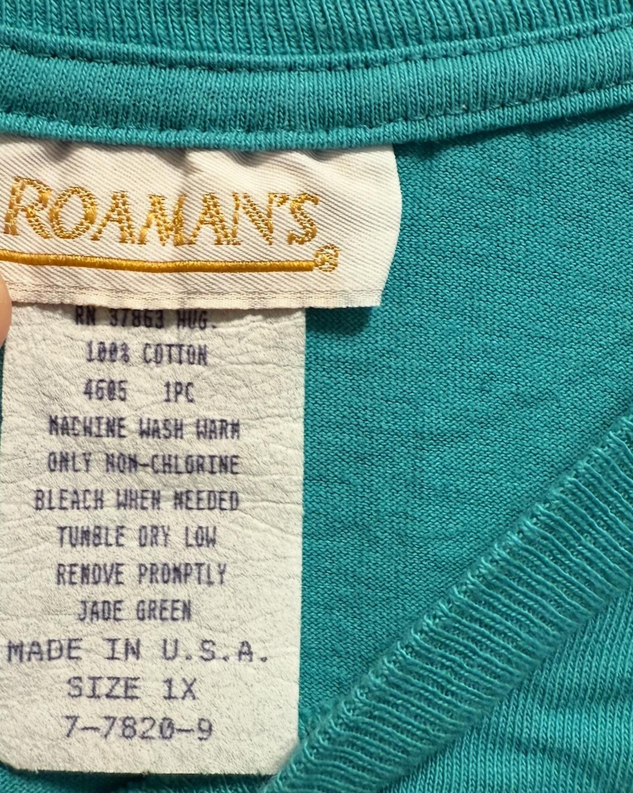 Designer Roaman’s Jade Green Tee 1X Cotton USA Made Size US M / EU 48-50 / 2 - 3 Thumbnail