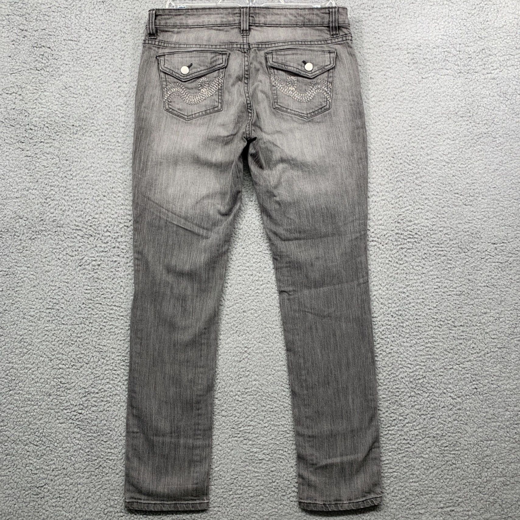 Southpole Southpole Jeans Women's Size 11 Straight Leg 5-Pocket Stone Washed Gray Denim Stretch Size 32" / US 10 / IT 46 - 4 Thumbnail