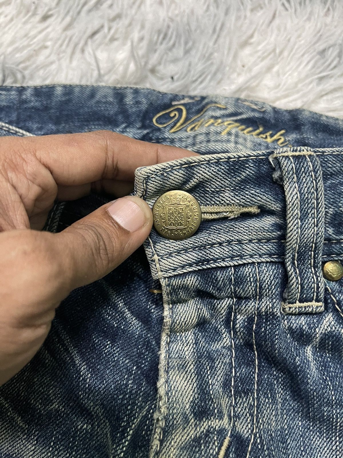 If Six Was Nine 2000s VANQUISH GOLD FLARE PANT DENIM RARE DESIGN Size US 33 - 6 Thumbnail