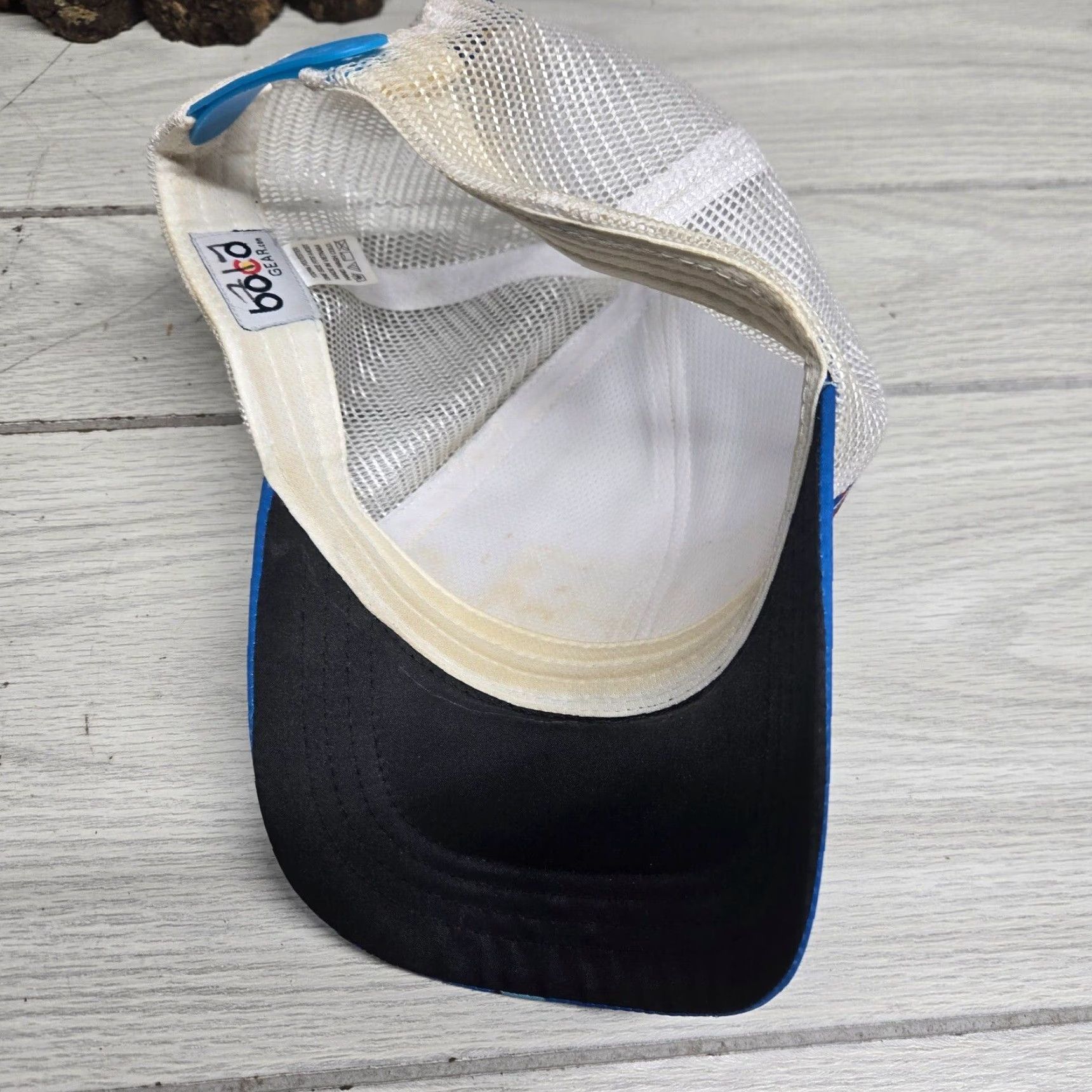 Vintage BOCO Gear Hat Adjustable Blue White Snapback Trucker Cap Running Festival Coastal Delaware Size ONE SIZE - 5 Thumbnail