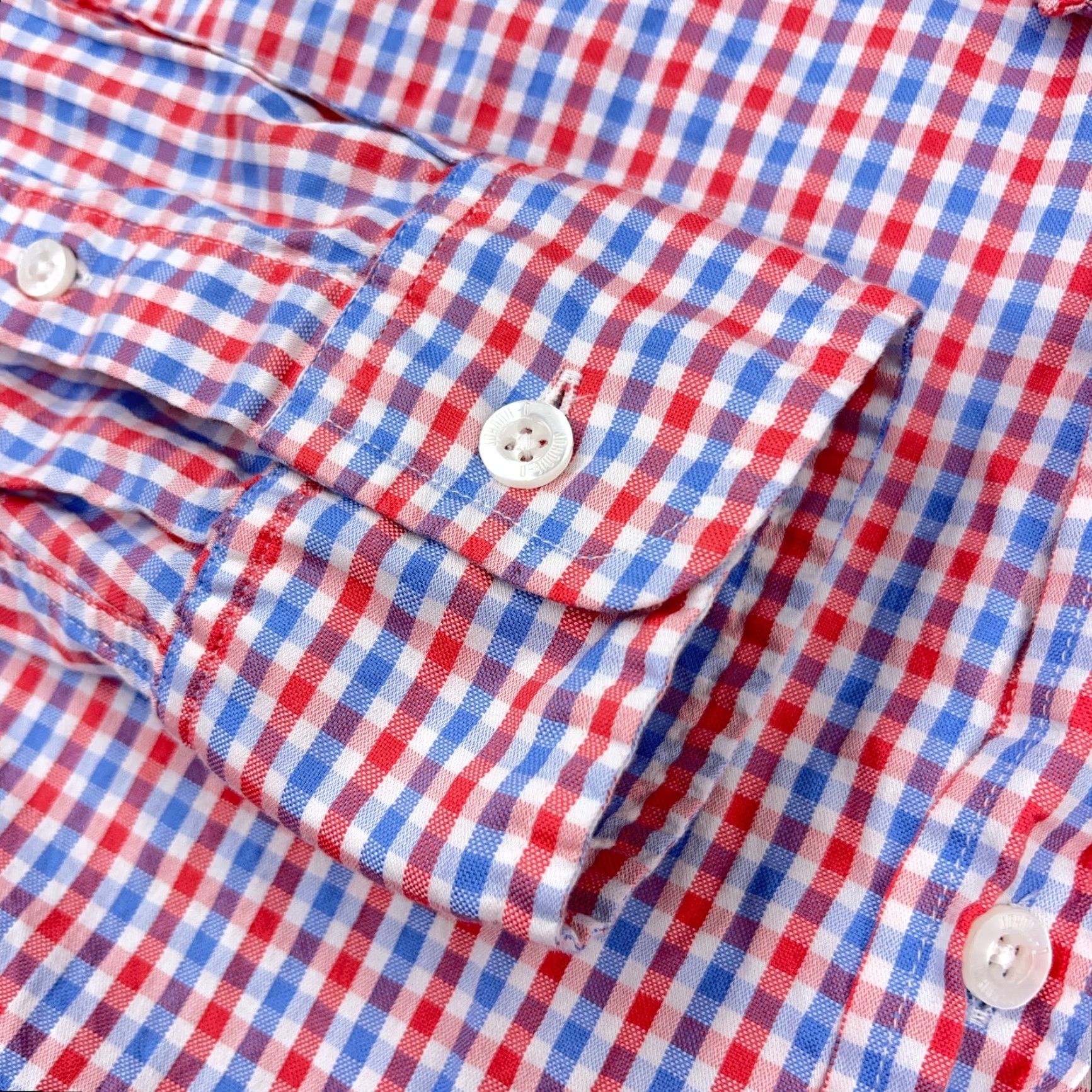 johnnie-O johnnie-O Shirt Men Medium Pink Blue Button Up Plaid Gingham Pocket Size 40R - 5 Thumbnail