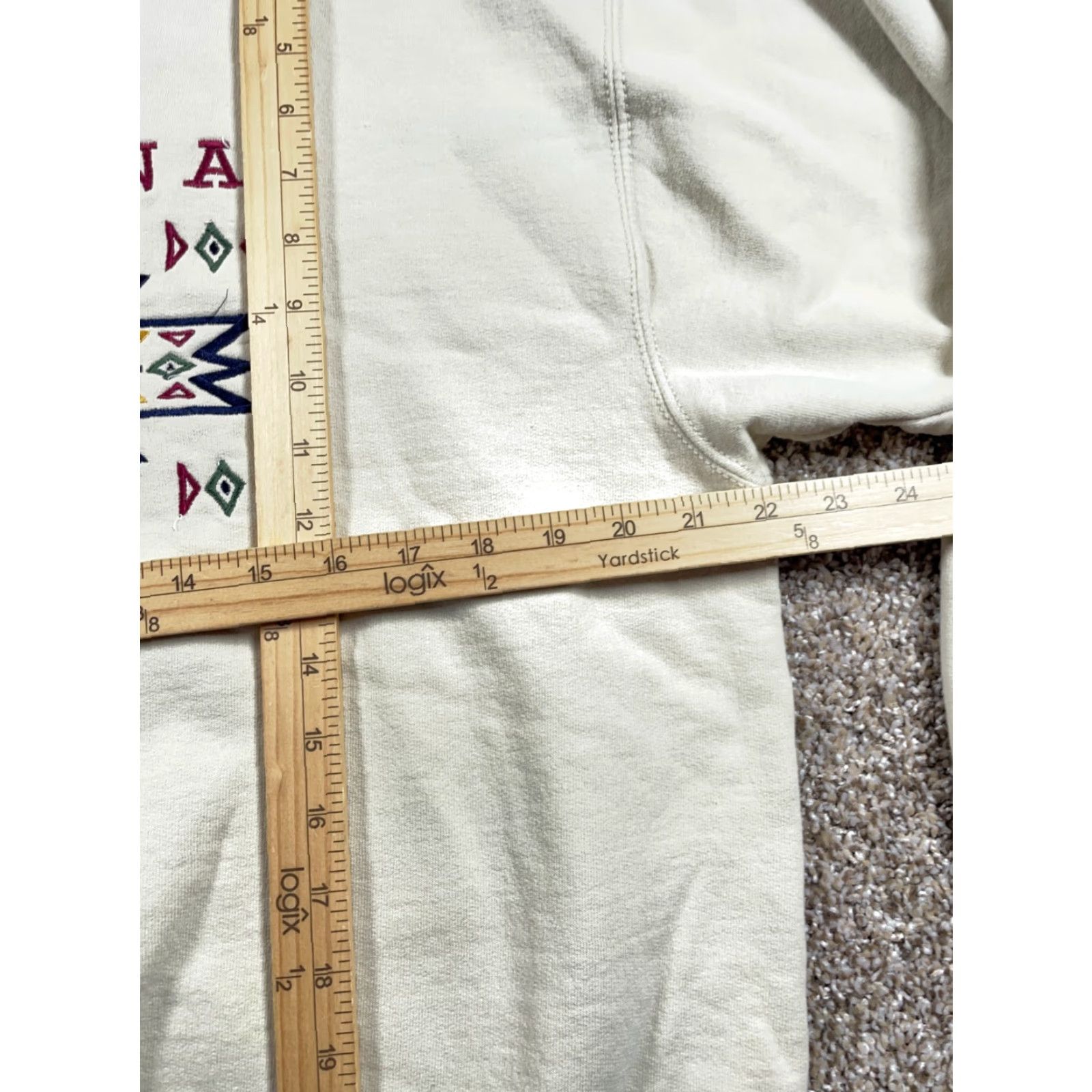 Fruit Of The Loom VINTAGE Fruit of the Loom Sweatshirt Arizona Embroidered Mock Neck Adult Large Beige 90s Southwestern City Tribal Retro Mens Size US L / EU 52-54 / 3 - 6 Thumbnail