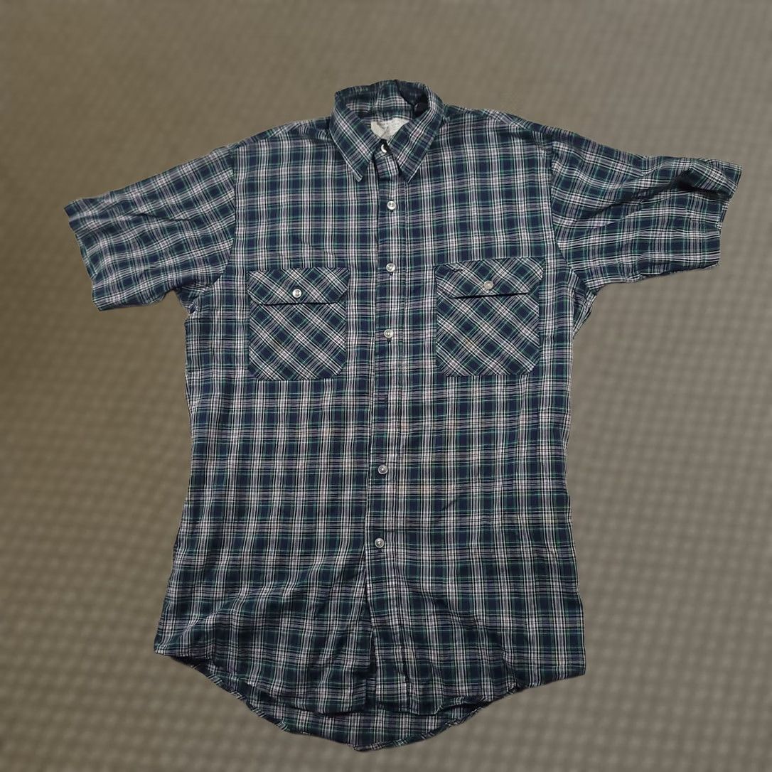 Sears VINTAGE Sears Perma Prest Mens MT Shirt Blue Plaid 70s Button-Up Big & Tall, Fieldmaster, Wool? No (adjusted) Size US M / EU 48-50 / 2 - 1 Thumbnail