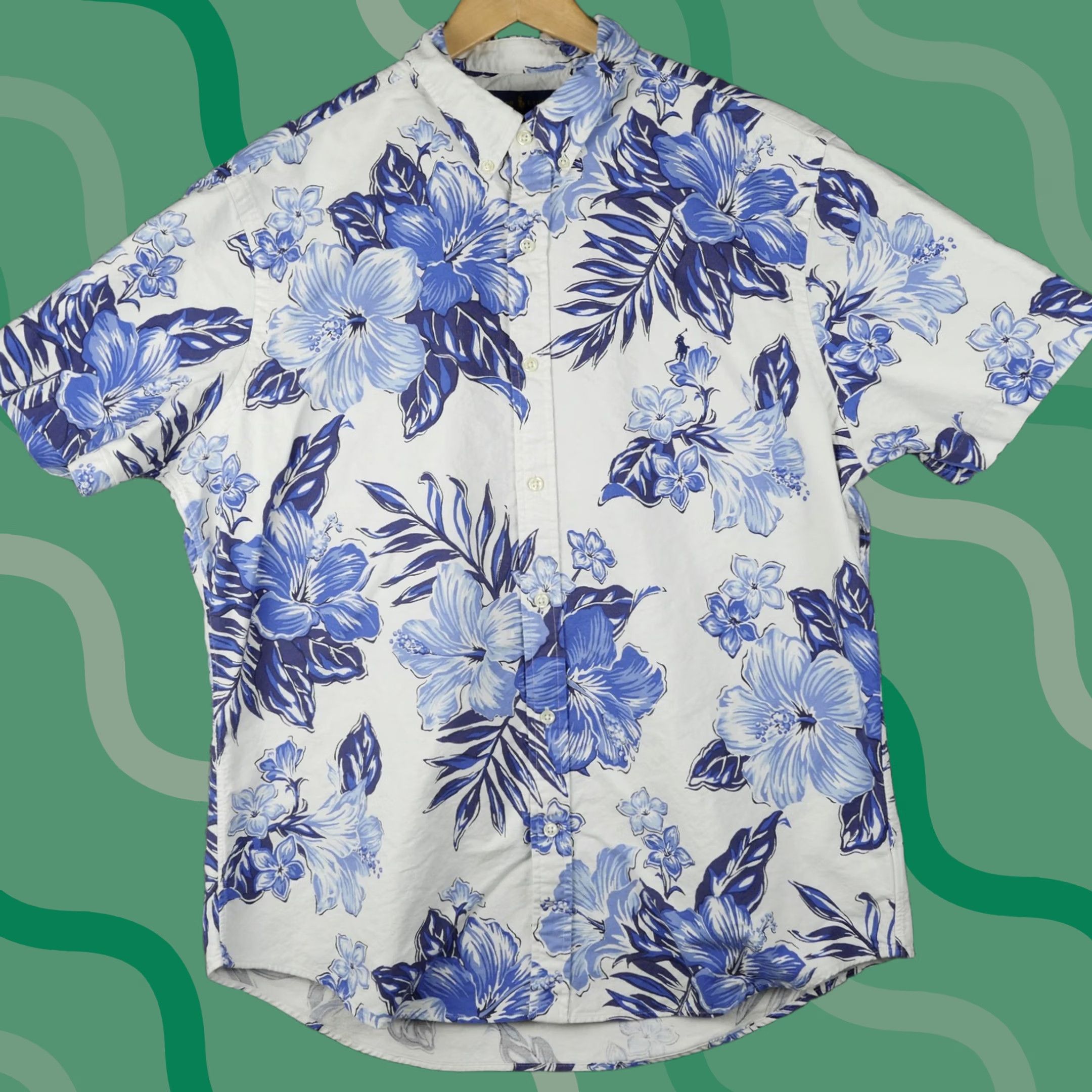Ralph Lauren Ralph Lauren Shirt Mens XL Blue Floral Hawaiian Button Up Slim Fit Short Sleeve Size US XL / EU 56 / 4 - 1 Thumbnail