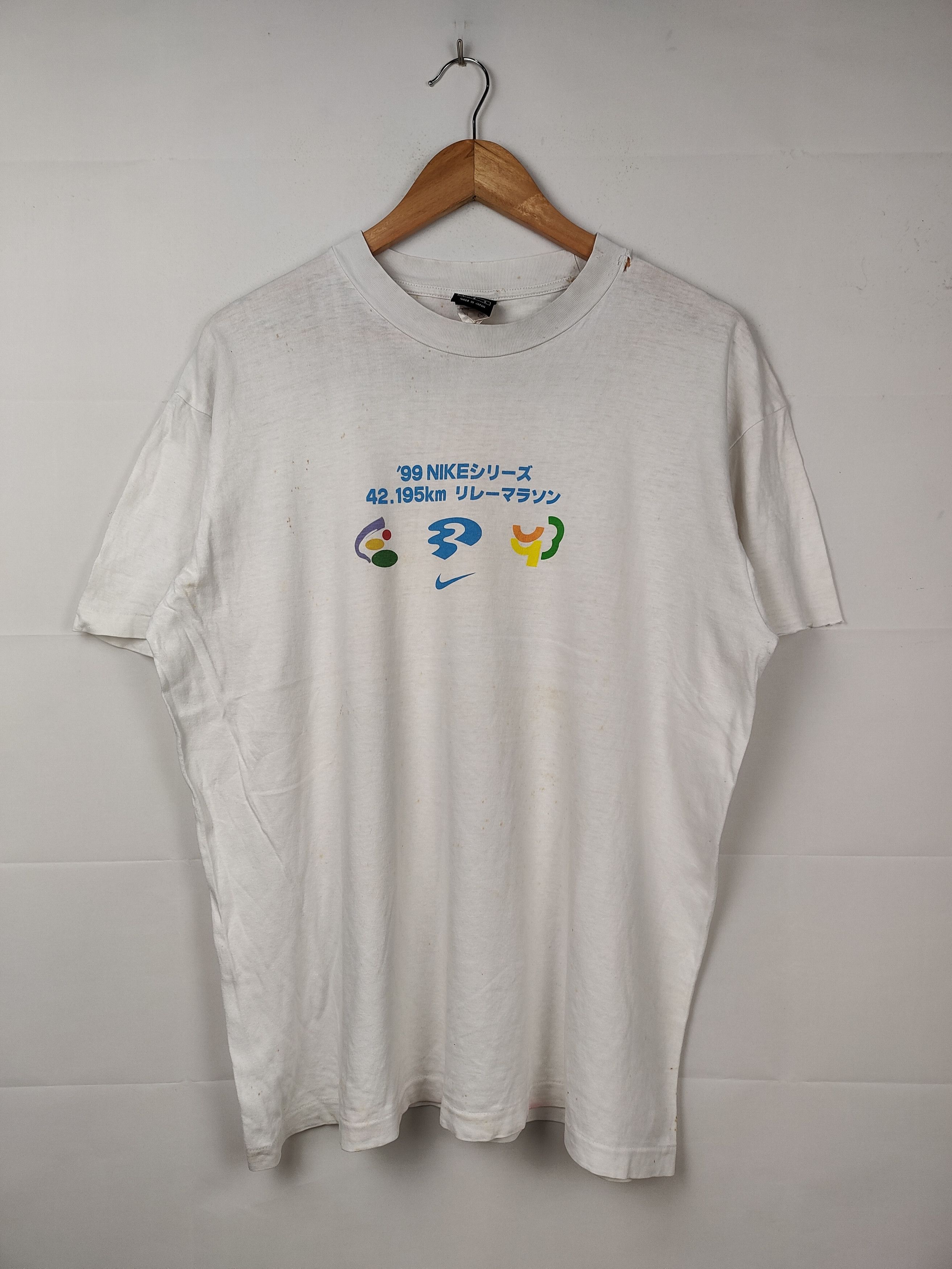 Nike × Vintage Vintage 90s Distressed Nike 99' Running Event Shirt Size US L / EU 52-54 / 3 - 1 Thumbnail
