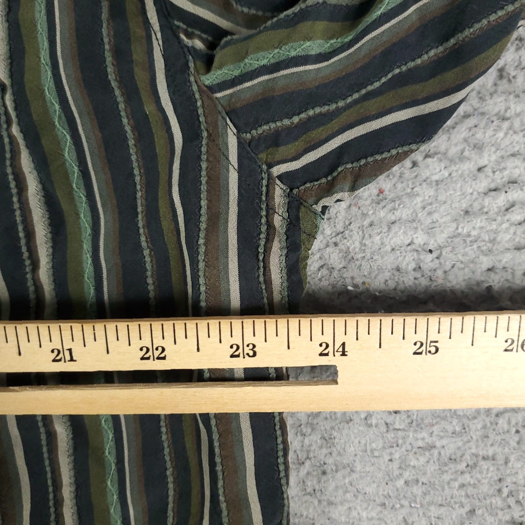 Tommy Bahama Tommy Bahama Silk Button-Up Shirt Men's Large Green Striped Long Sleeve Size US L / EU 52-54 / 3 - 6 Thumbnail