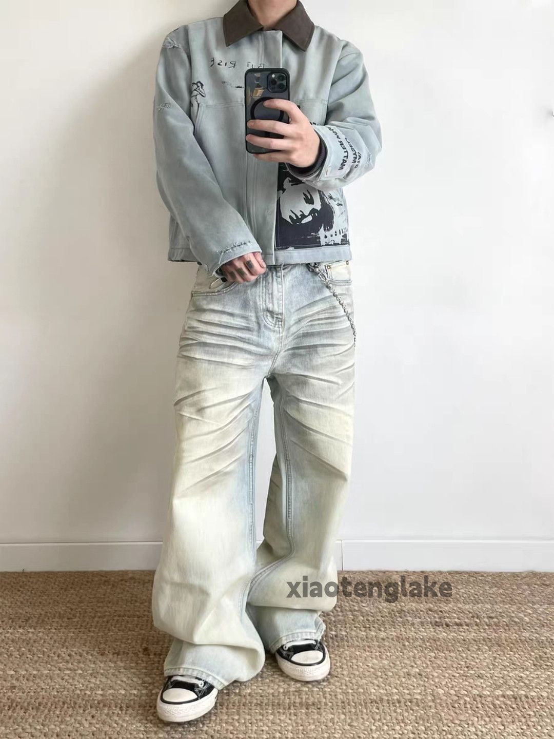 Jean Washed faded loose baggy rusty stain grunge jeans Size US 30 / EU 46 - 4 Thumbnail