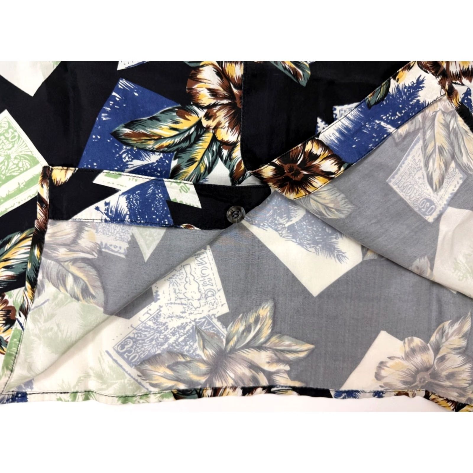 Bill Blass VINTAGE Bill Blass Shirt Men Large Floral Hawaiian Lightweight Silk Black 90s Travel Size US L / EU 52-54 / 3 - 5 Thumbnail