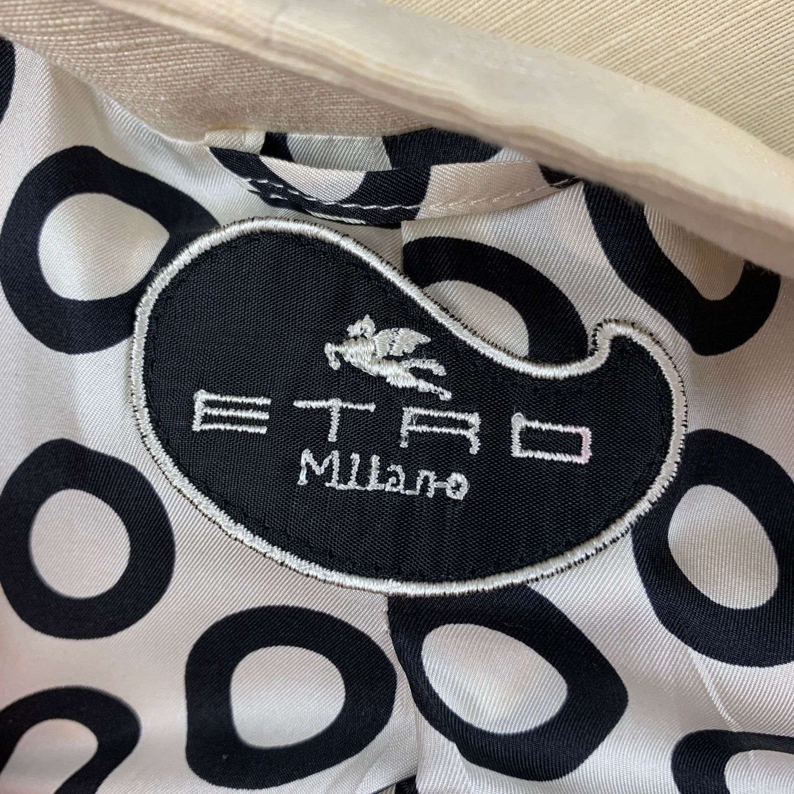 Etro ETRO Size 4 Cream Black Silk Blend Ribbon Collarless Jacket Size S / US 4 / IT 40 - 6 Thumbnail