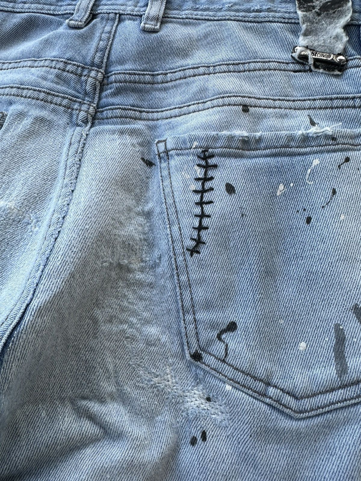 Just Cavalli Thrashed Paint Splatter Distressed Skinny D288