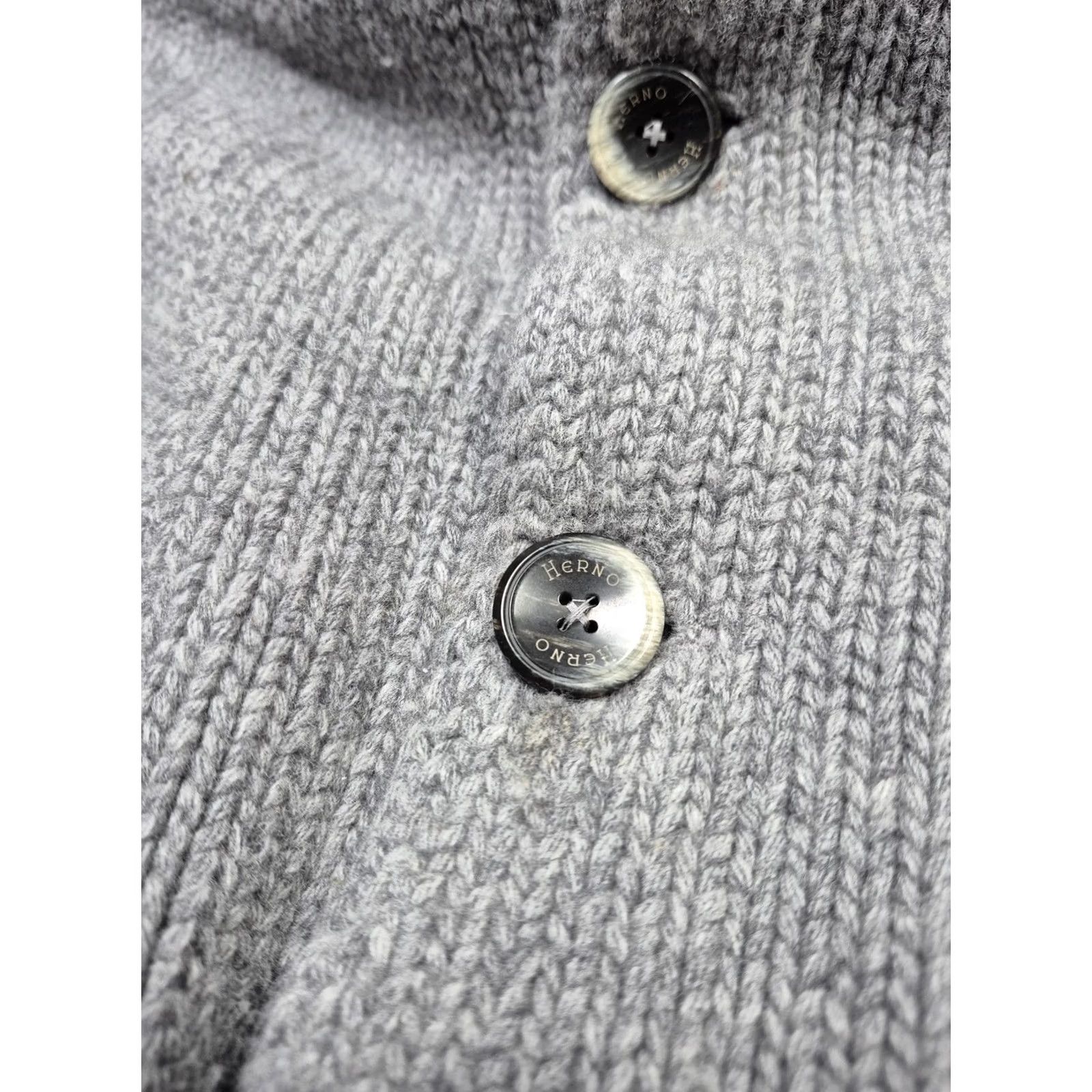 Herno Herno Jacket Mens 54 Gray Wool Knit Bomber Button Front Resort Italy Lined Size US L / EU 52-54 / 3 - 5 Thumbnail