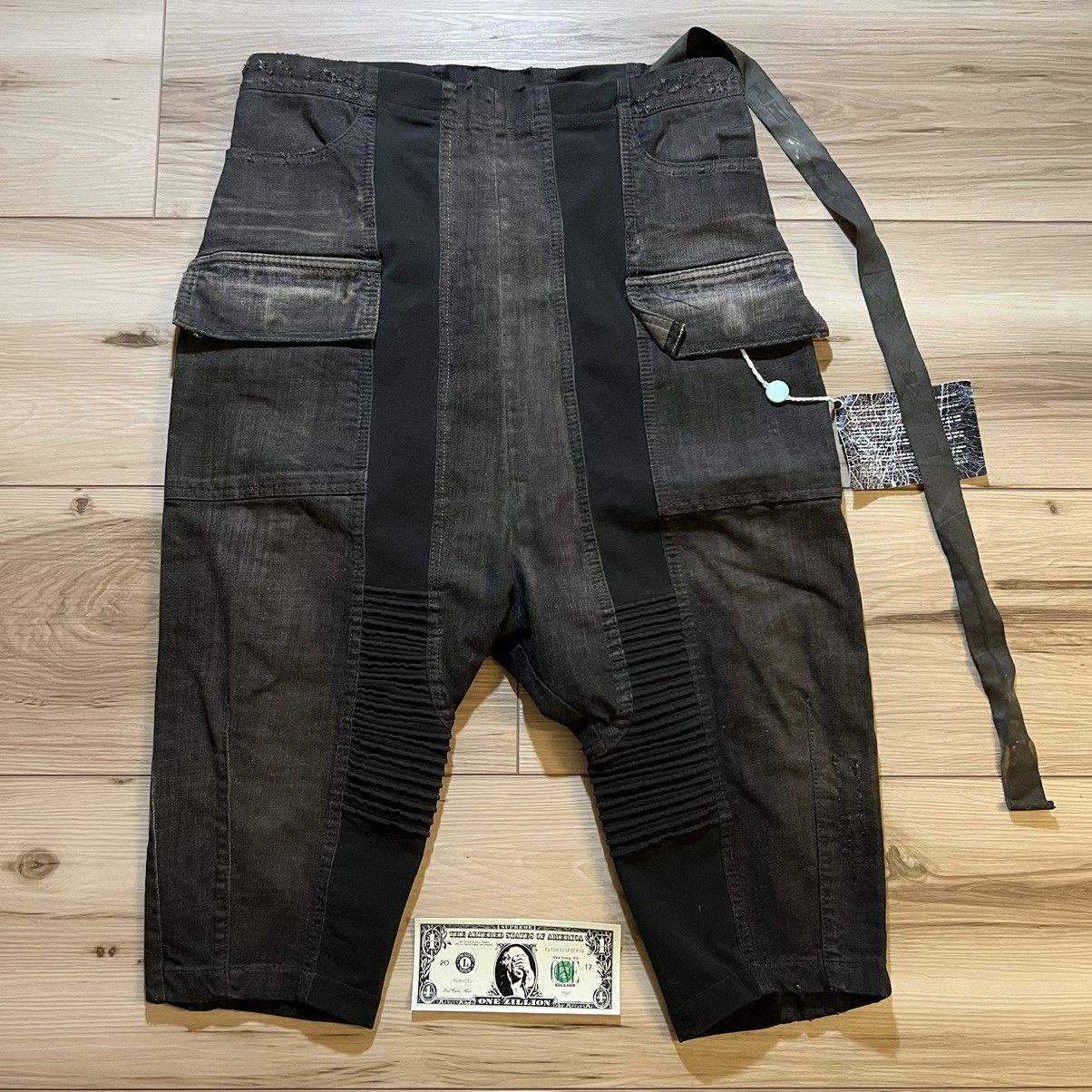 Rick Owens Drkshdw unisex brown waxed moto cropped denim