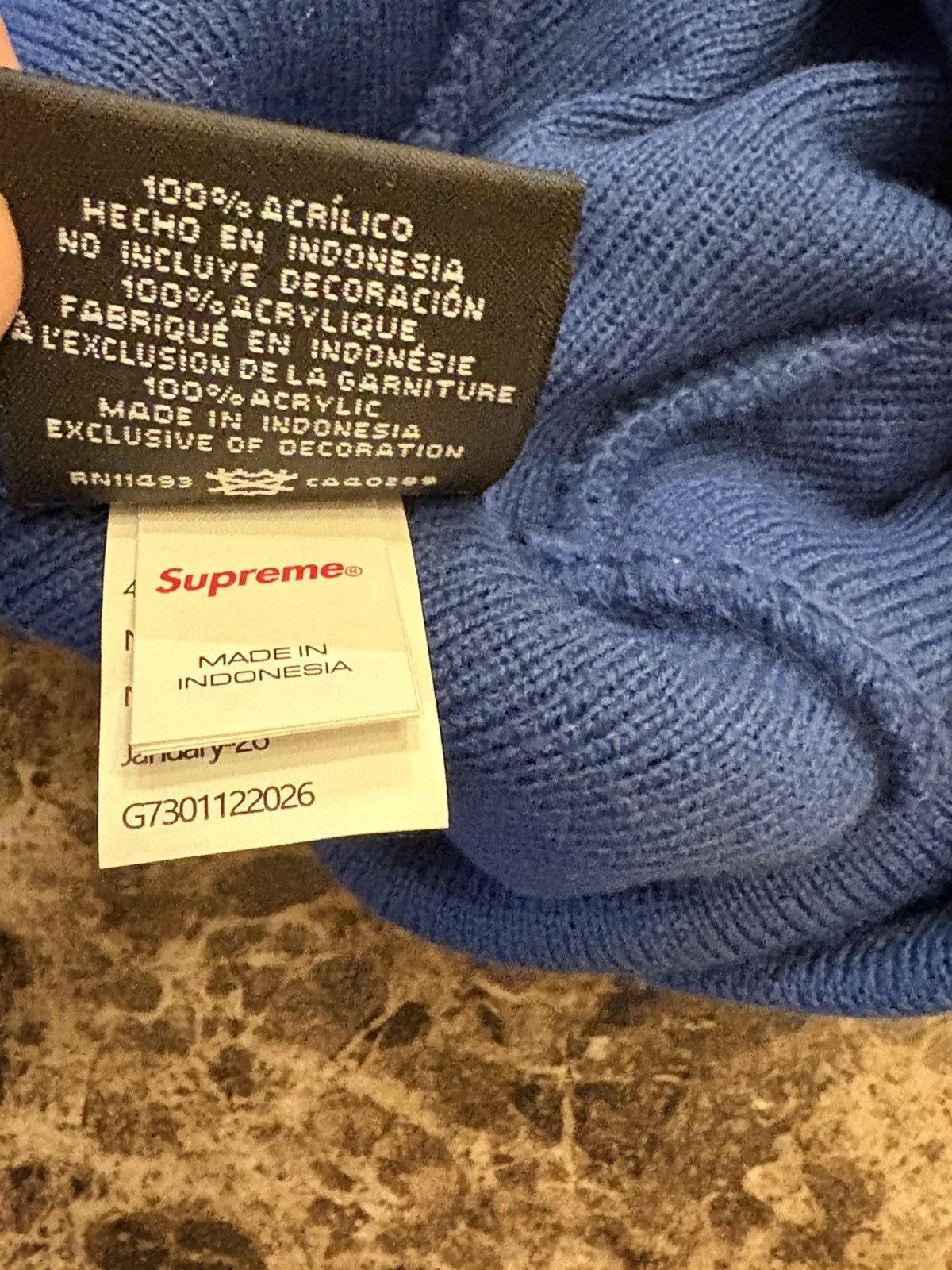 New Era × New York Yankees × Supreme NY yankees blue monogram beanie Size ONE SIZE - 4 Thumbnail