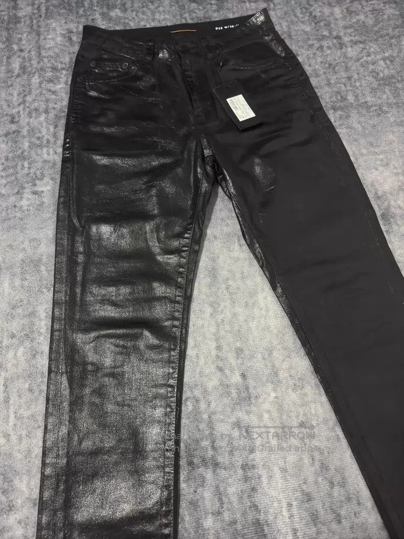 Saint Laurent Paris Saint Laurent Paris Black Coated Wax Crackle Claw Black Vi Size US 27 - 3 Thumbnail