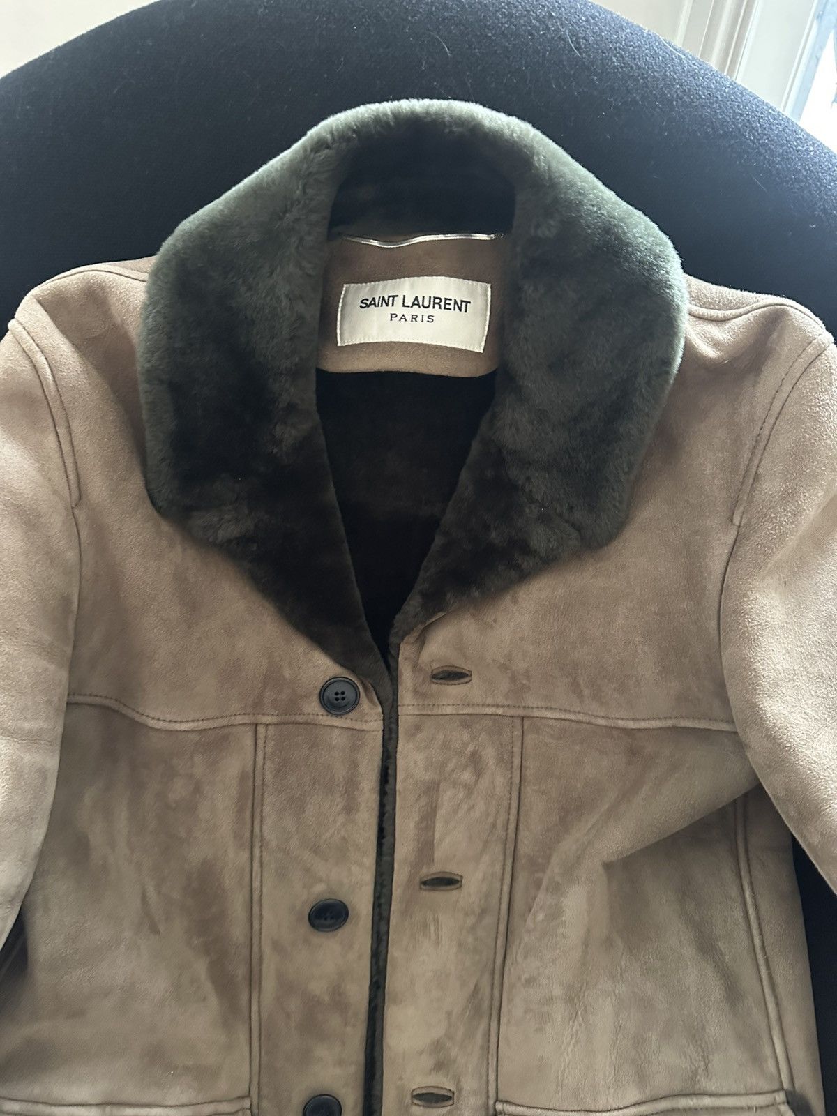 Hedi Slimane × Saint Laurent Paris Shearling Brown Coat Size US S / EU 44-46 / 1 - 3 Thumbnail