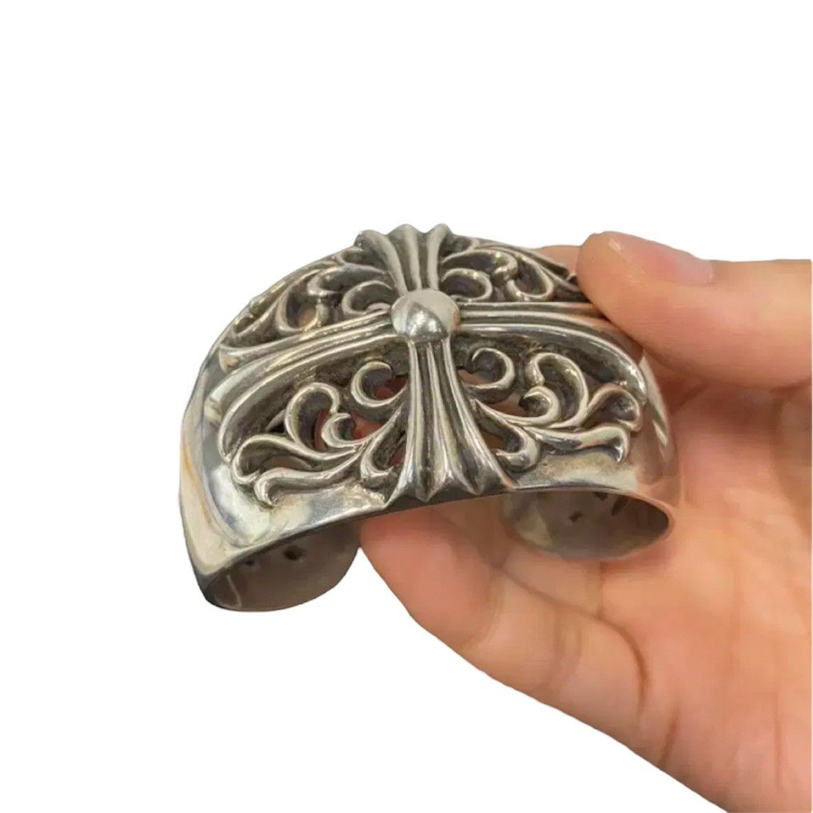 Chrome Hearts Floral Cross Wide Cuff Bangle Beacelet 150g
