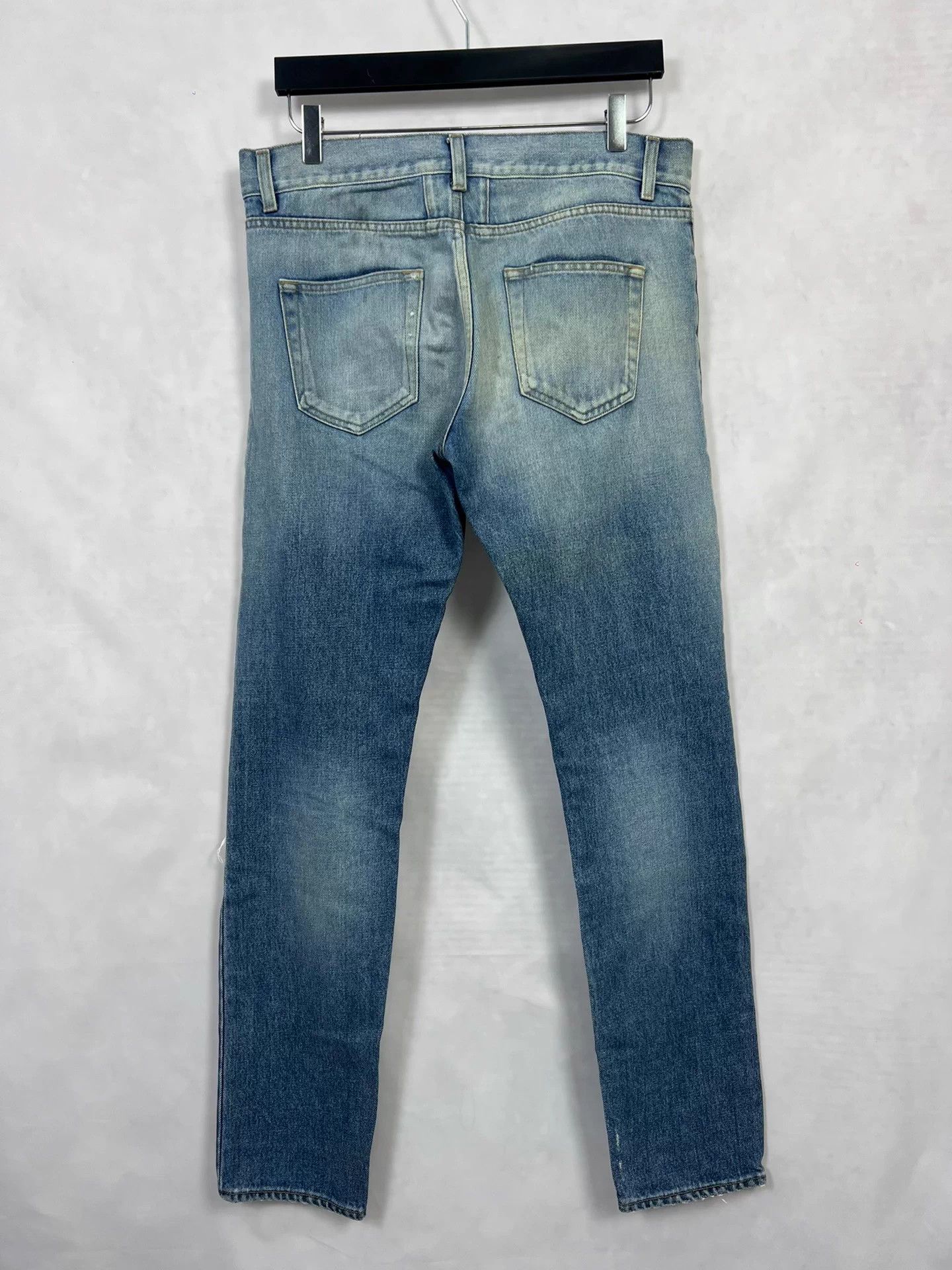 Saint Laurent Paris SLP 16ss Hedi blue wash mid-waist straight knee cut destroye Size US 31 - 2 Thumbnail