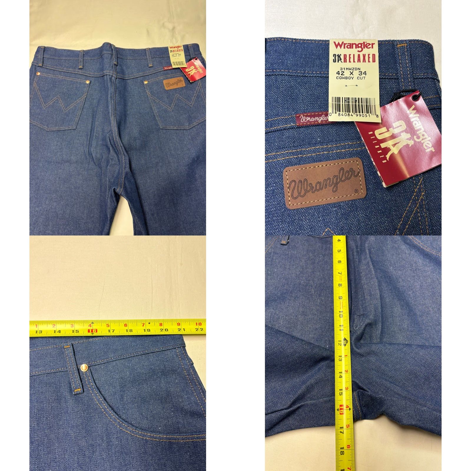 Wrangler Wrangler Men 42x34 Relaxed Fit Cowboy Cut Blue Denim Jeans WPL6426 Size US 42 / EU 58 - 8 Thumbnail