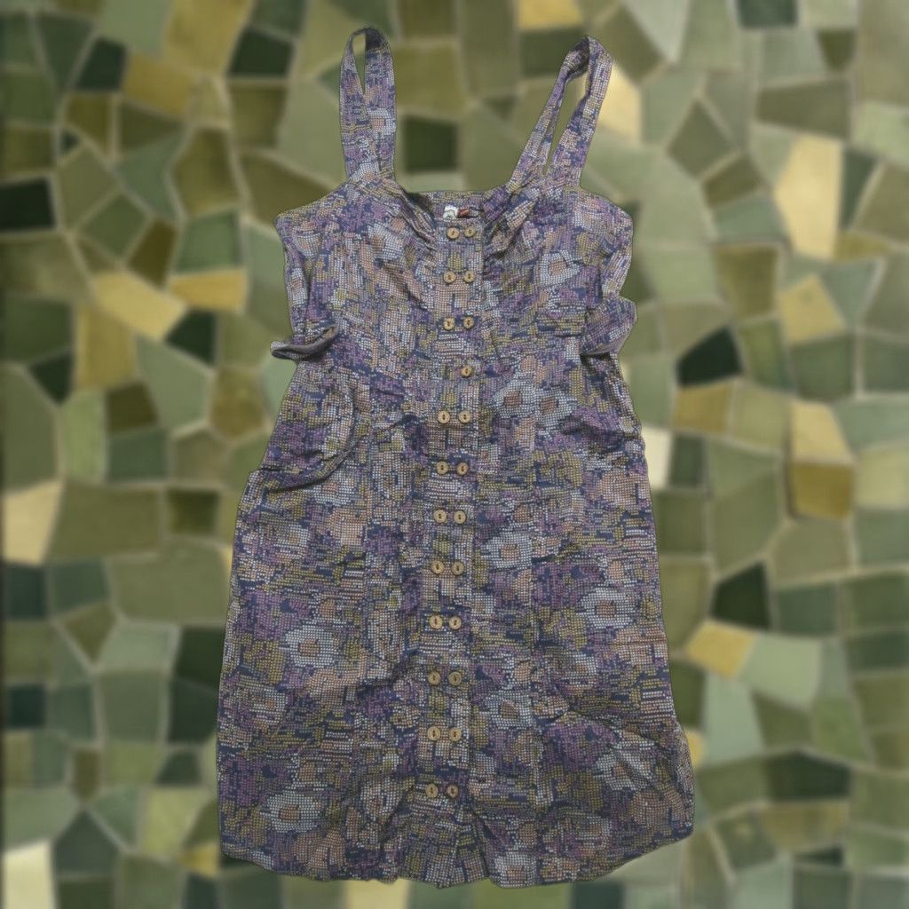 Vintage 3 Stones Est 1989 Cotton Purple Floral Tunic Tank Pocket Dress Women Medium Size M / US 6-8 / IT 42-44 - 1 Thumbnail