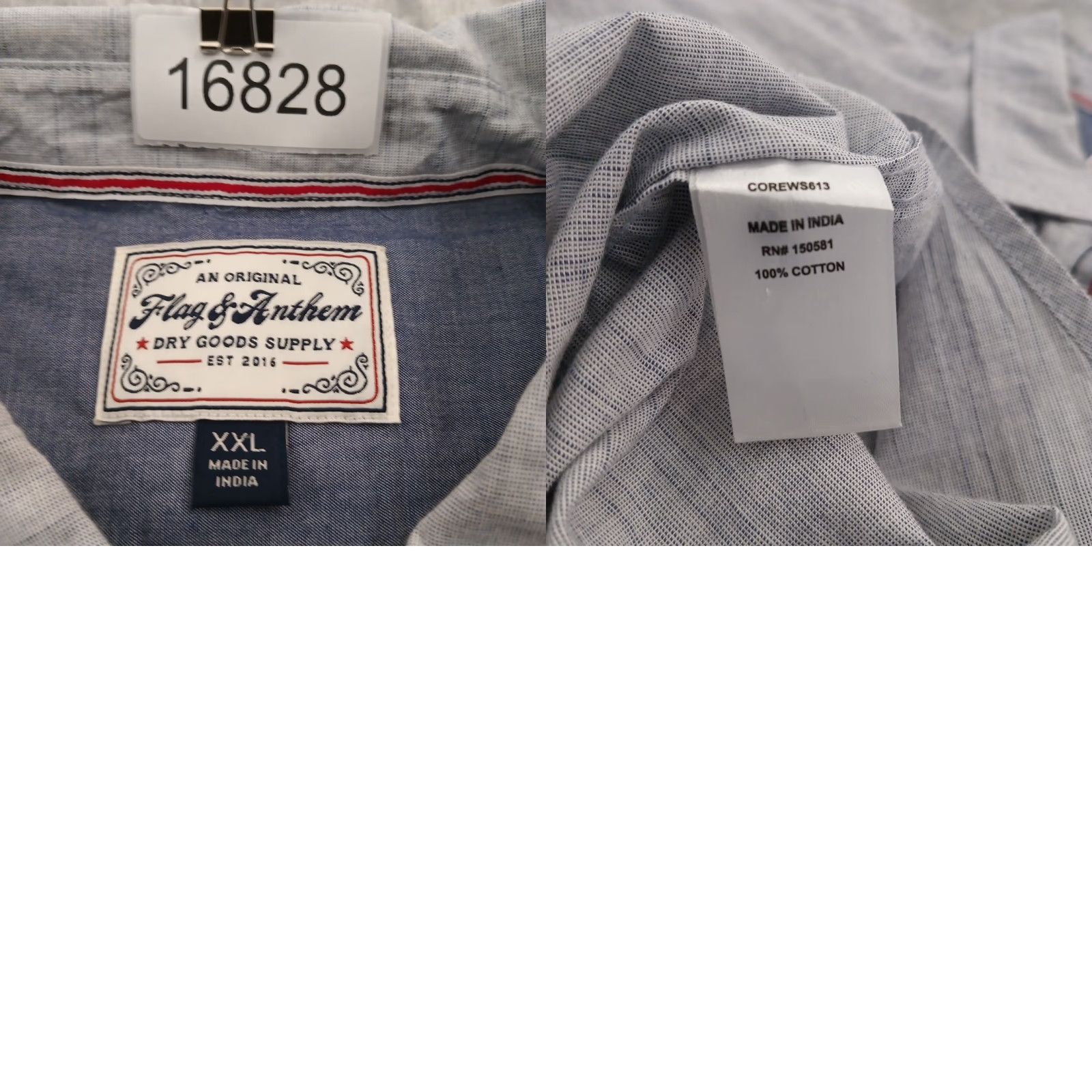 Flag & Anthem Flag & Anthem Shirt Mens 2XL Gray Striped Short Sleeve Button Up Pockets Cotton Size US XXL / EU 58 / 5 - 8 Thumbnail
