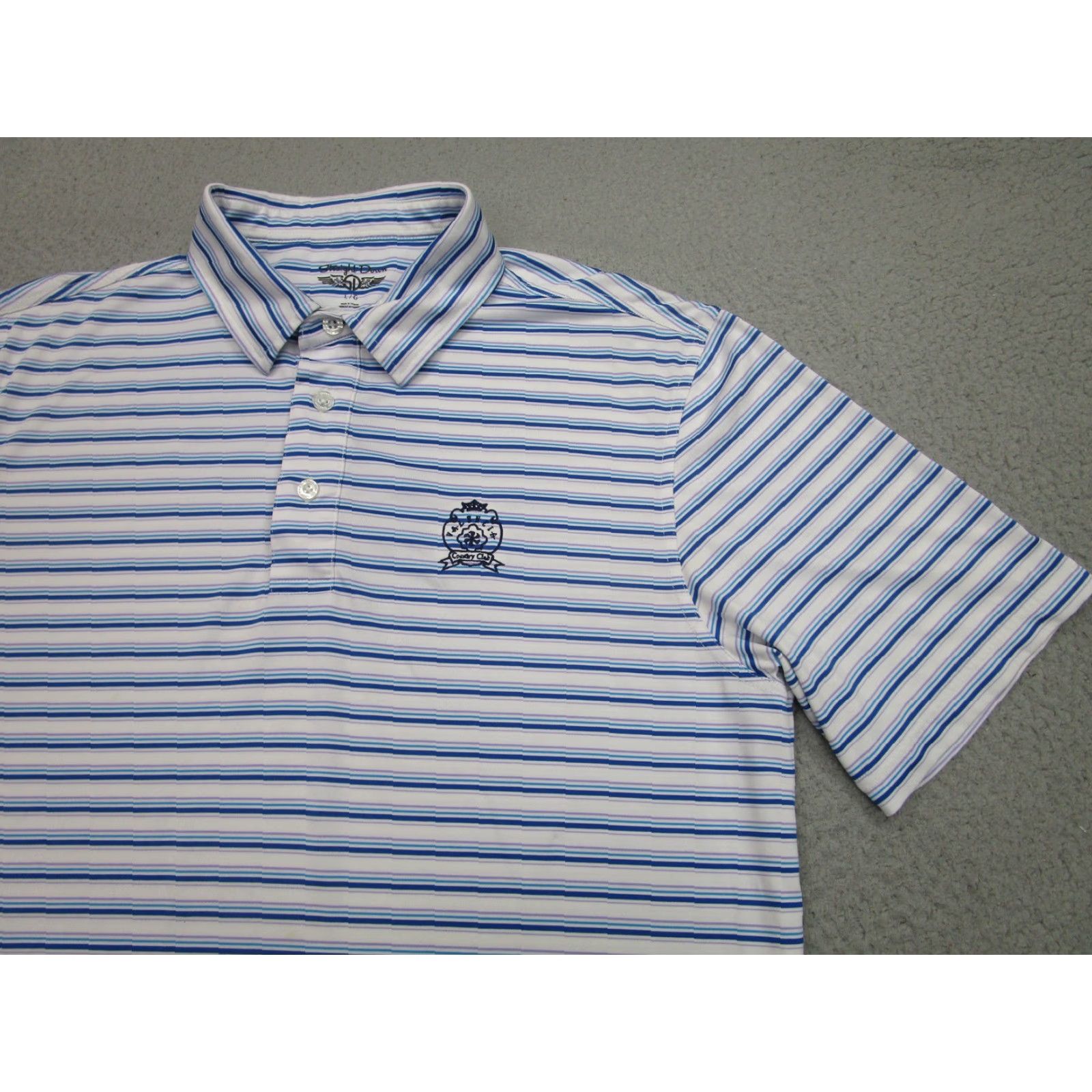 Vintage Straight Down Polo Shirt Golf Mens L Blue White Stripe Valencia Country Club Size US L / EU 52-54 / 3 - 2 Thumbnail