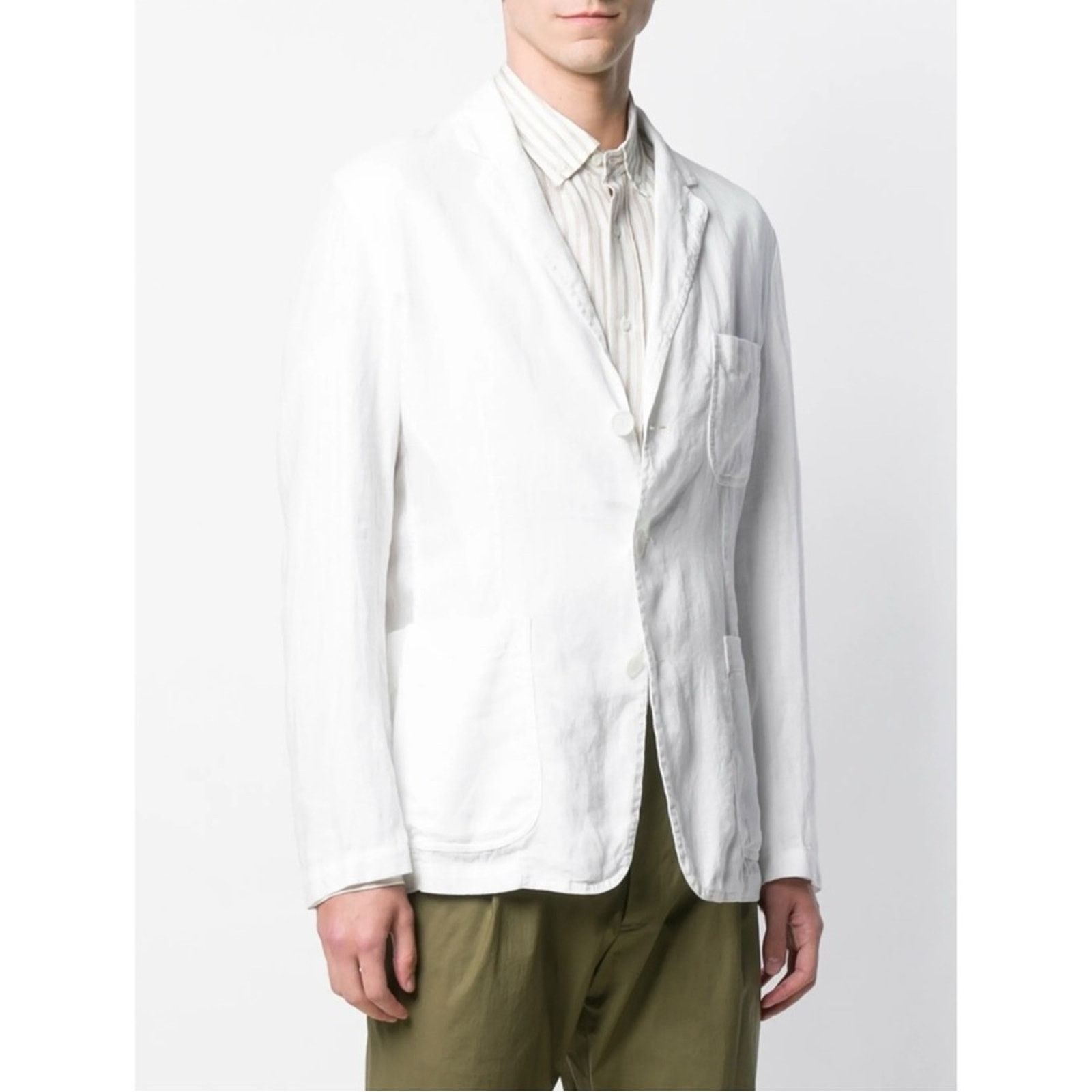 Aspesi Samurai Blazer - White Linen Lightweight Ice Blazer Jacket Size US S / EU 44-46 / 1 - 2 Thumbnail