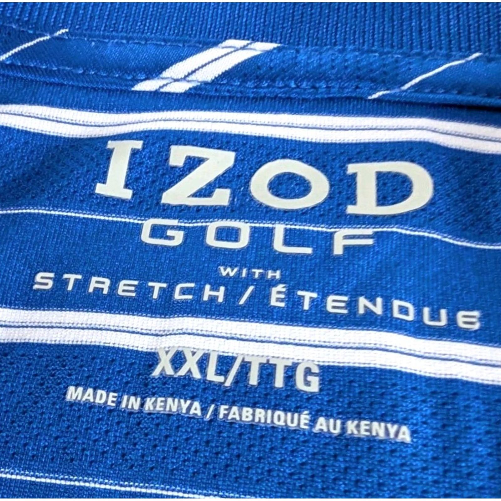 Izod IZOD Golf Polo Shirt Short Sleeve Striped Blue Mens XXL Regular Breathable Moisture Wicking Quick Dry Performance Sports Polo Shirt Size US XXL / EU 58 / 5 - 4 Thumbnail