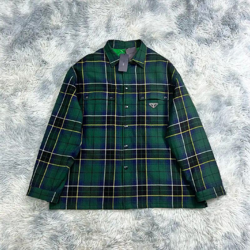 Prada Prada Green Plaid Overshirt for Men Size US XL / EU 56 / 4 - 1 Thumbnail