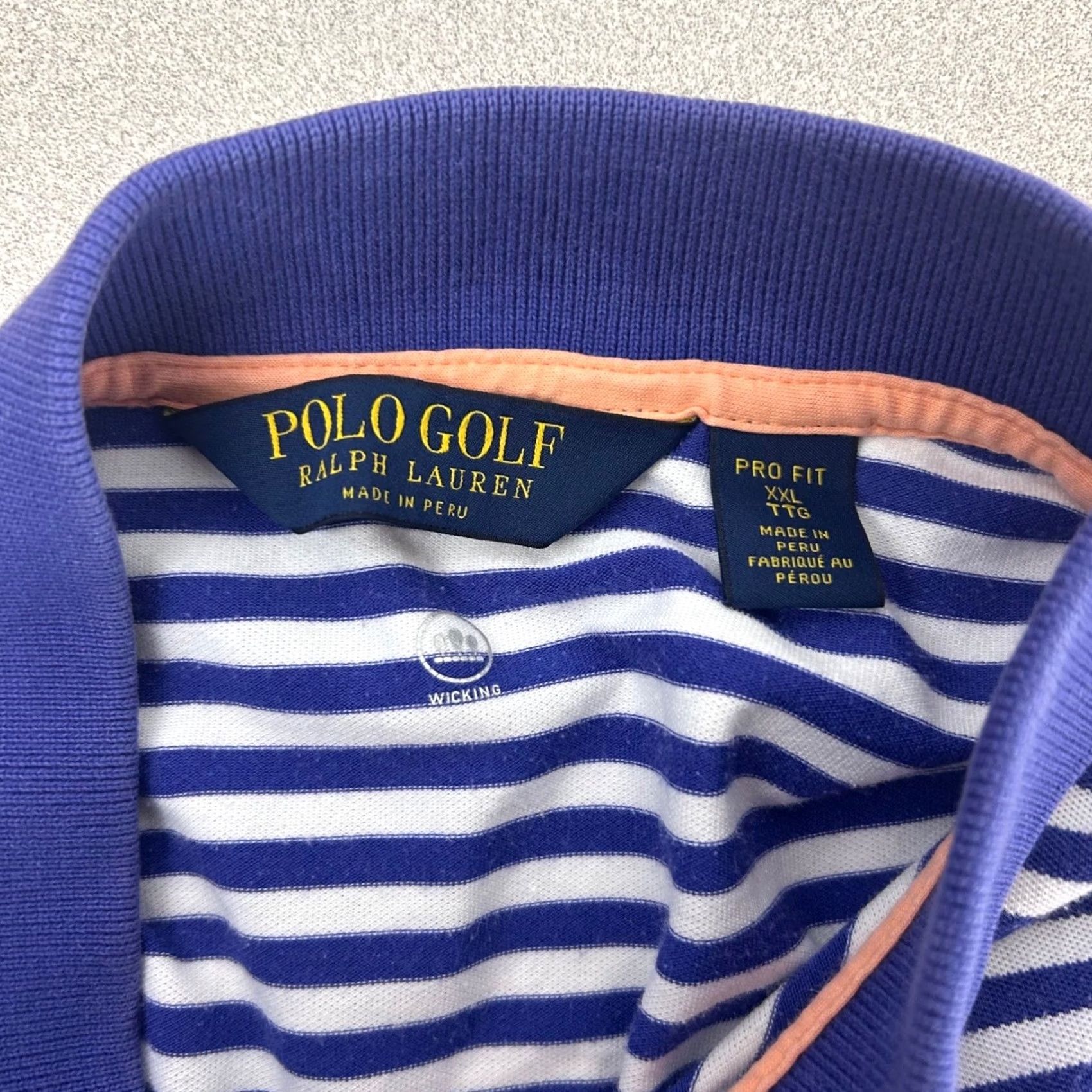 Polo Ralph Lauren VINTAGE Polo Golf Ralph Lauren Shirt Mens 2XL Purple Striped Pro Fit S/S Big Pony Size US XXL / EU 58 / 5 - 3 Thumbnail