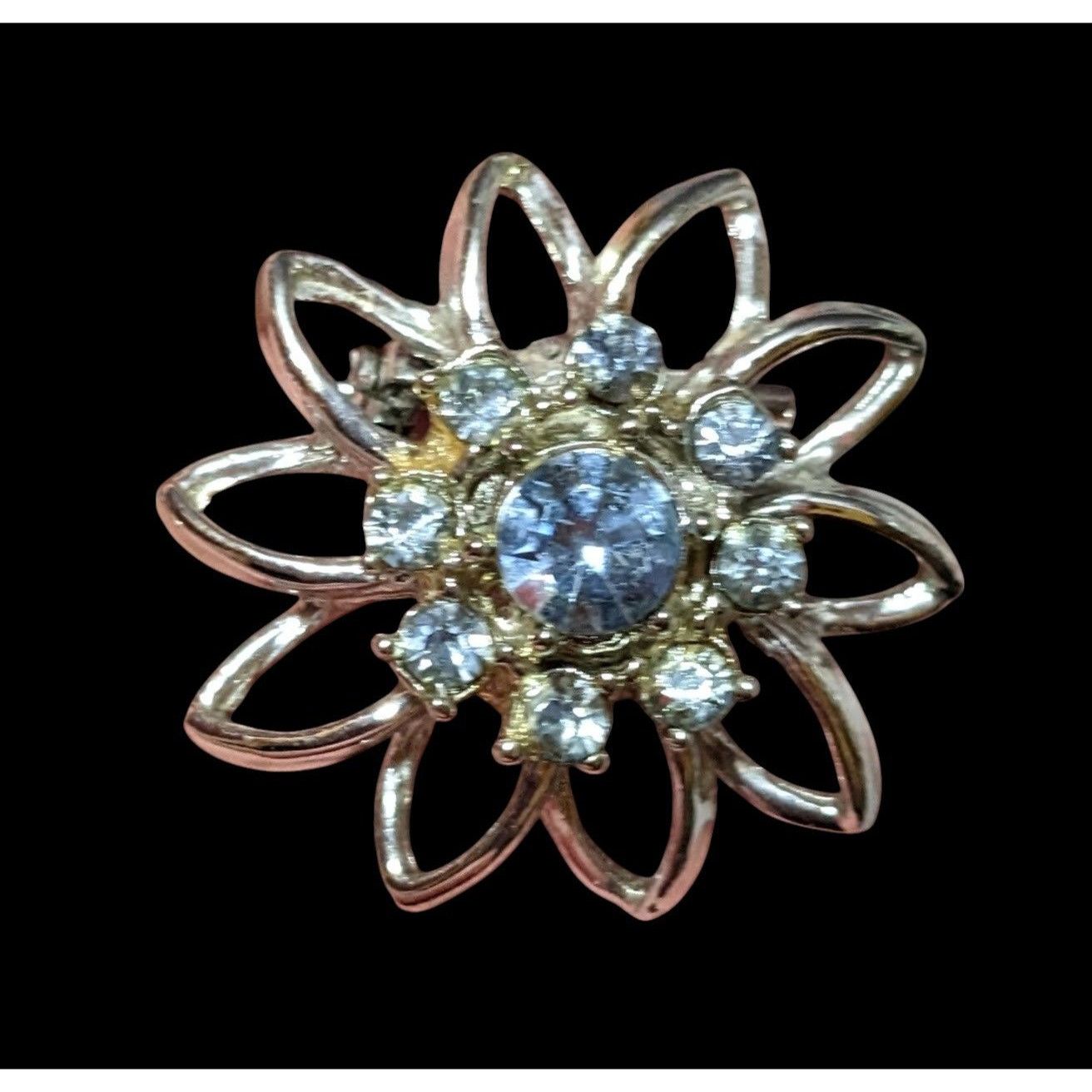 Other Vintage Blue And Silver Star Flower Rhinestone Brooch Size ONE SIZE - 1 Thumbnail