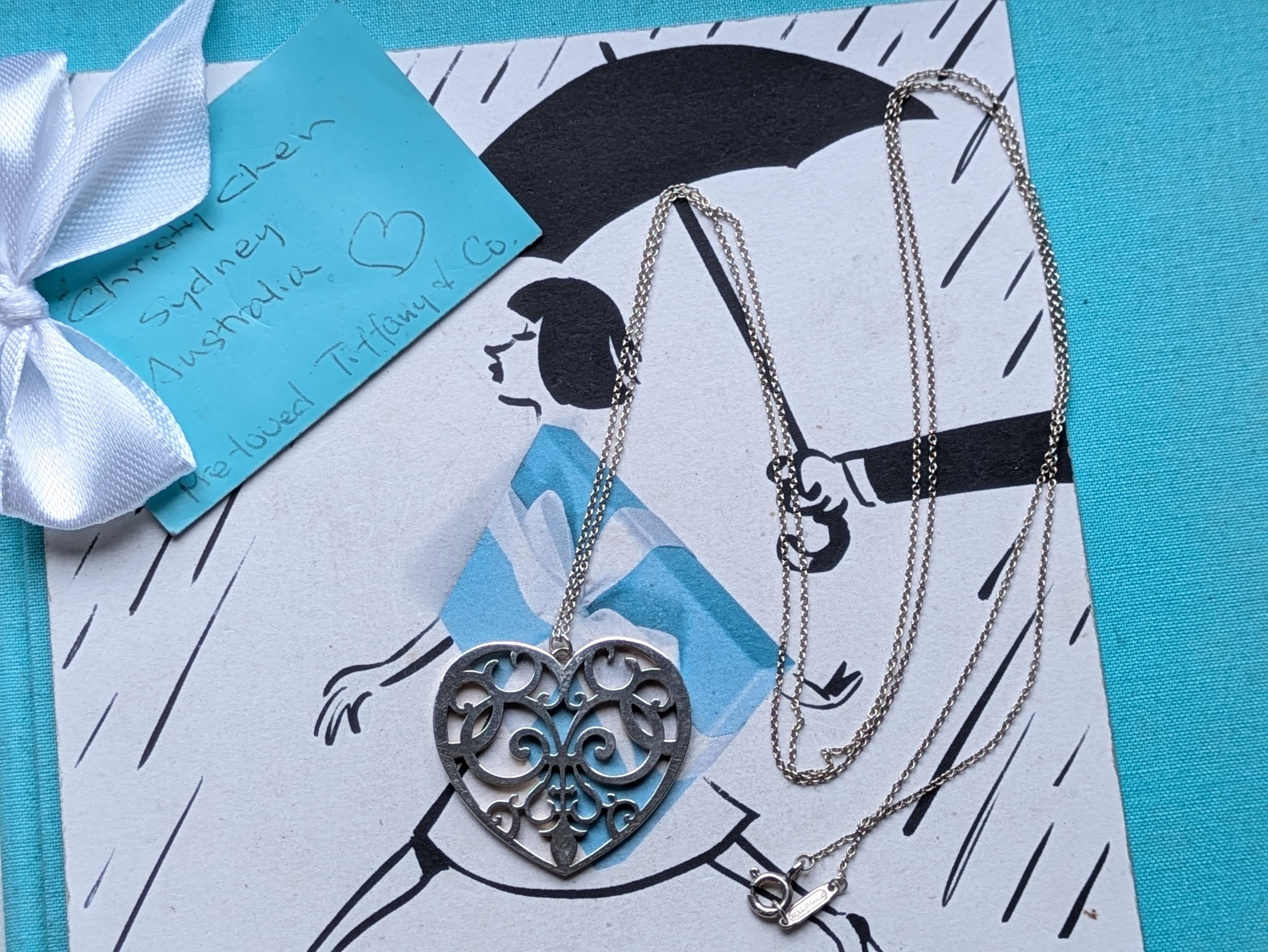Tiffany XL enchant heart Charm necklace silver