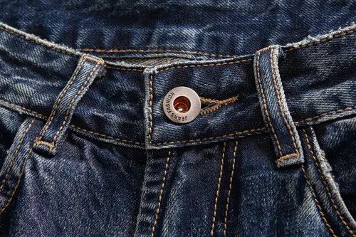 Handmade × Japanese Brand × Jean Men's dark blue American distressed washed straight jeans Size US 34 / EU 50 - 4 Thumbnail