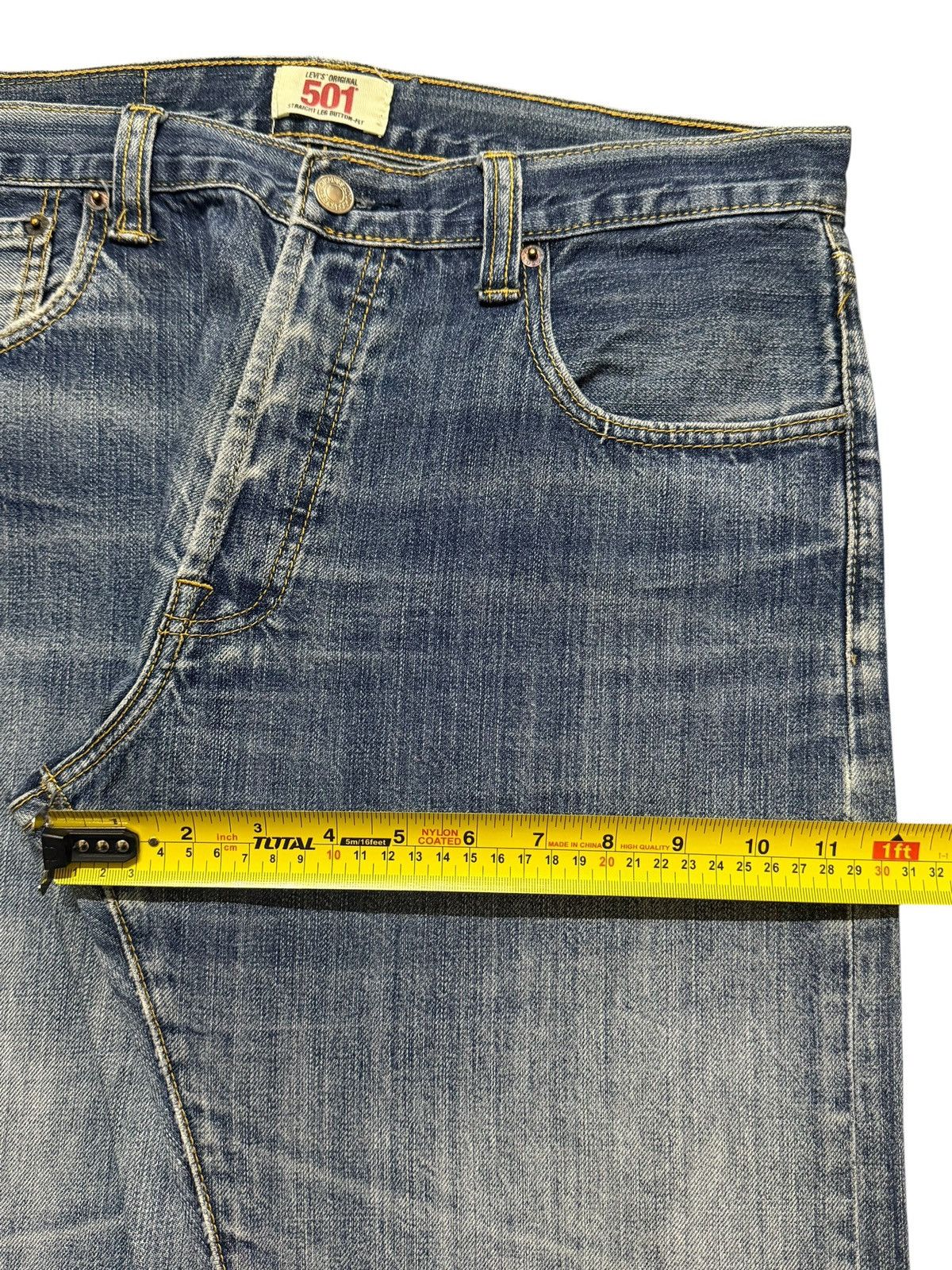 Levi's Vintage Y2K Levis 501 Blue Faded Wash Distressed Wide Leg Size US 32 / EU 48 - 14 Thumbnail