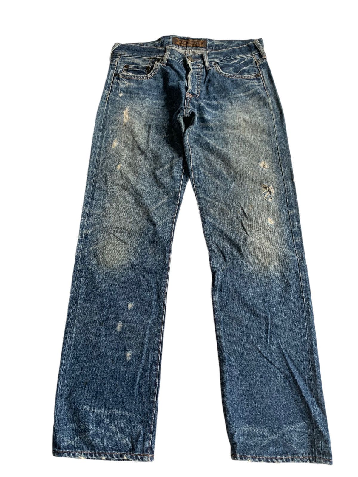 Le Grande Bleu (L.G.B.) GENUINE VINTAGE GOA JAPANESE SELVEDGE PUNK DISTRESSED DENIM☠️ Size US 30 / EU 46 - 2 Thumbnail