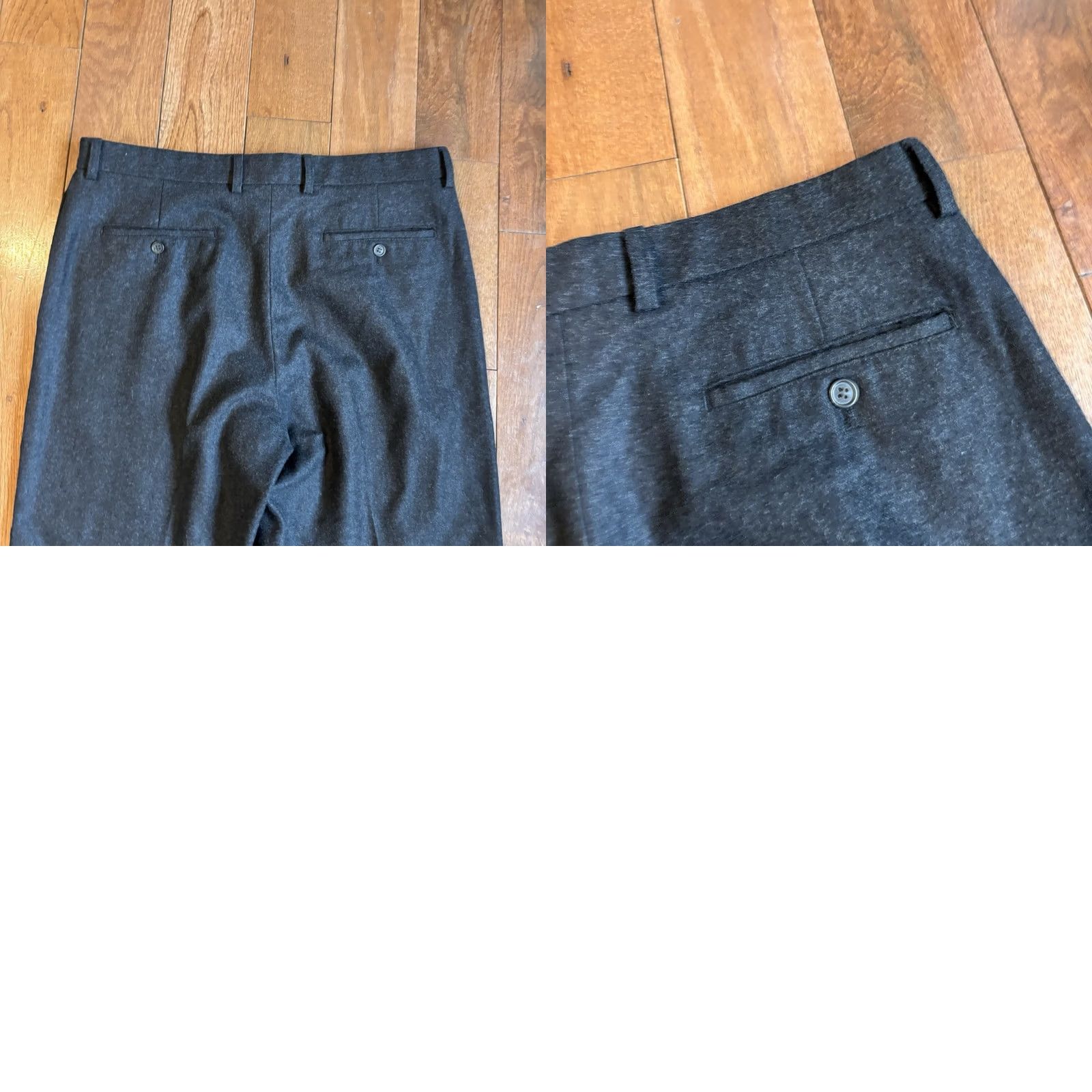 J.Crew Mens J.CREW Dress Pants 100% Wool Flat Front Dark Gray 35x30 Wool Pants Mens Regular Size US 35 - 9 Thumbnail