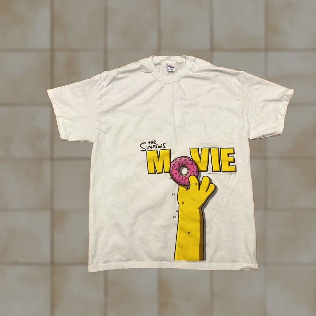 Hanes VINTAGE The Simpsons Movie Promo TV Cartoon Shirt XL Adult White Hanes Crew Neck Short Sleeve Cotton Logo VTG 2007 Size US XL / EU 56 / 4 - 1 Thumbnail