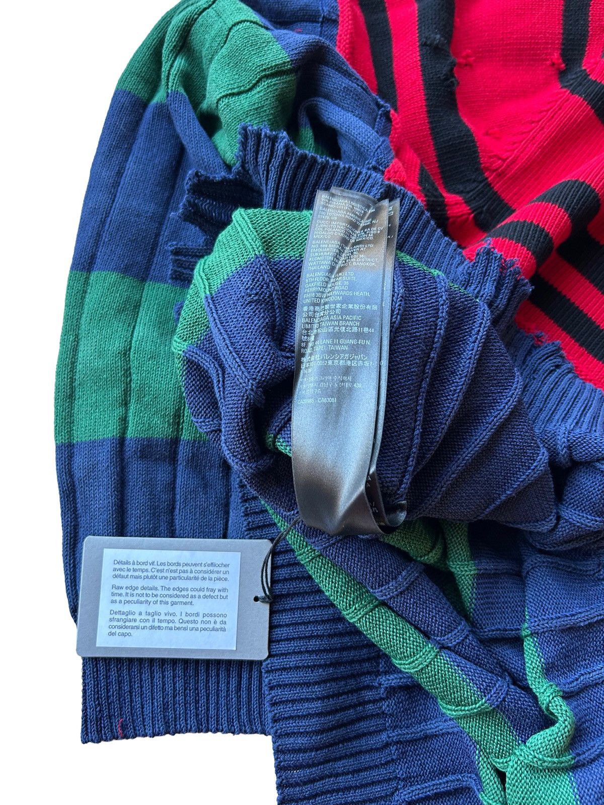 Balenciaga Balenciaga 3B Logo Destroyed Multicolor Knit Sweater Size US M / EU 48-50 / 2 - 12 Thumbnail