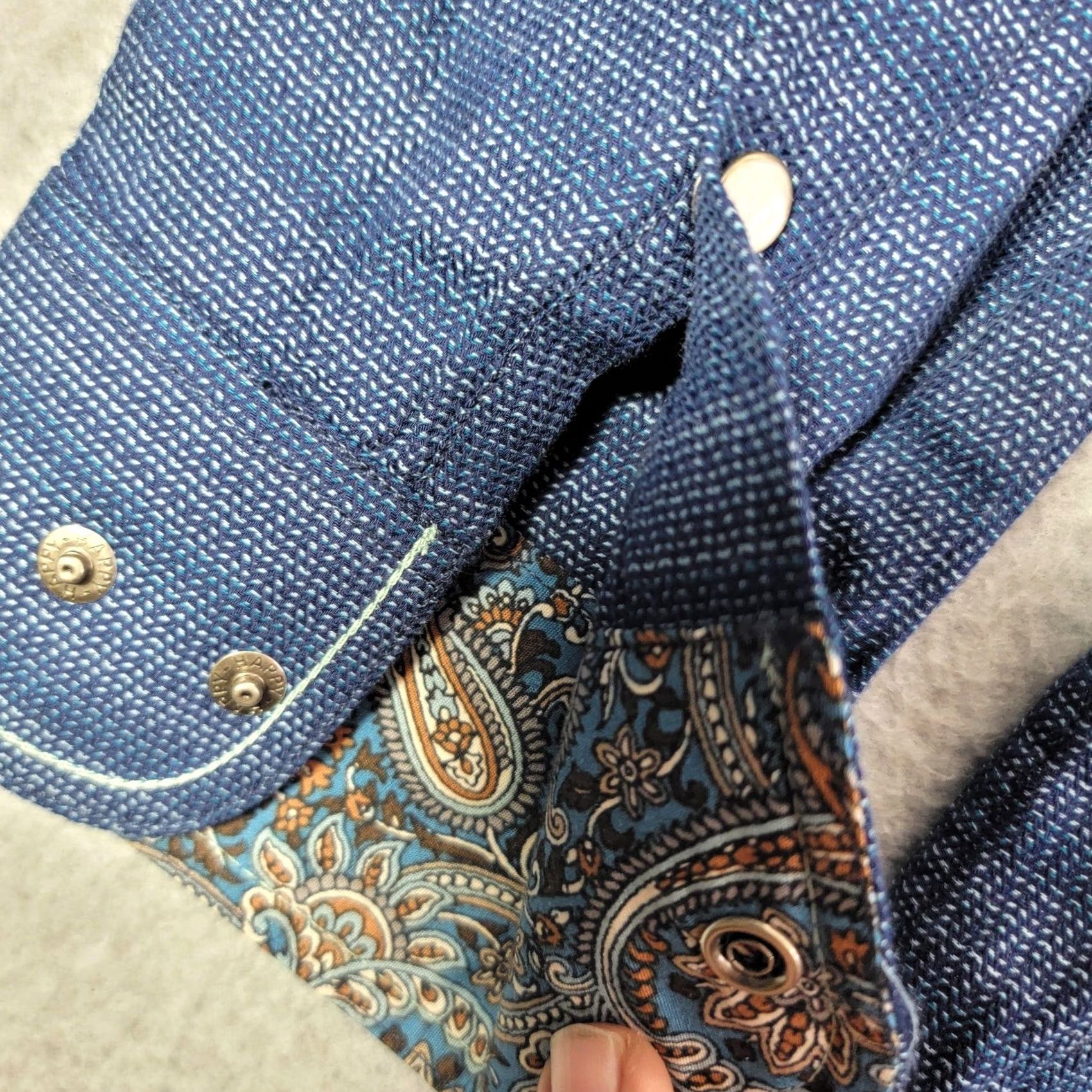 Vintage VINTAGE Panhandle Rough Stock Shirt Mens Large Blue Striped Long Sleeve Snap Western Size US L / EU 52-54 / 3 - 6 Thumbnail