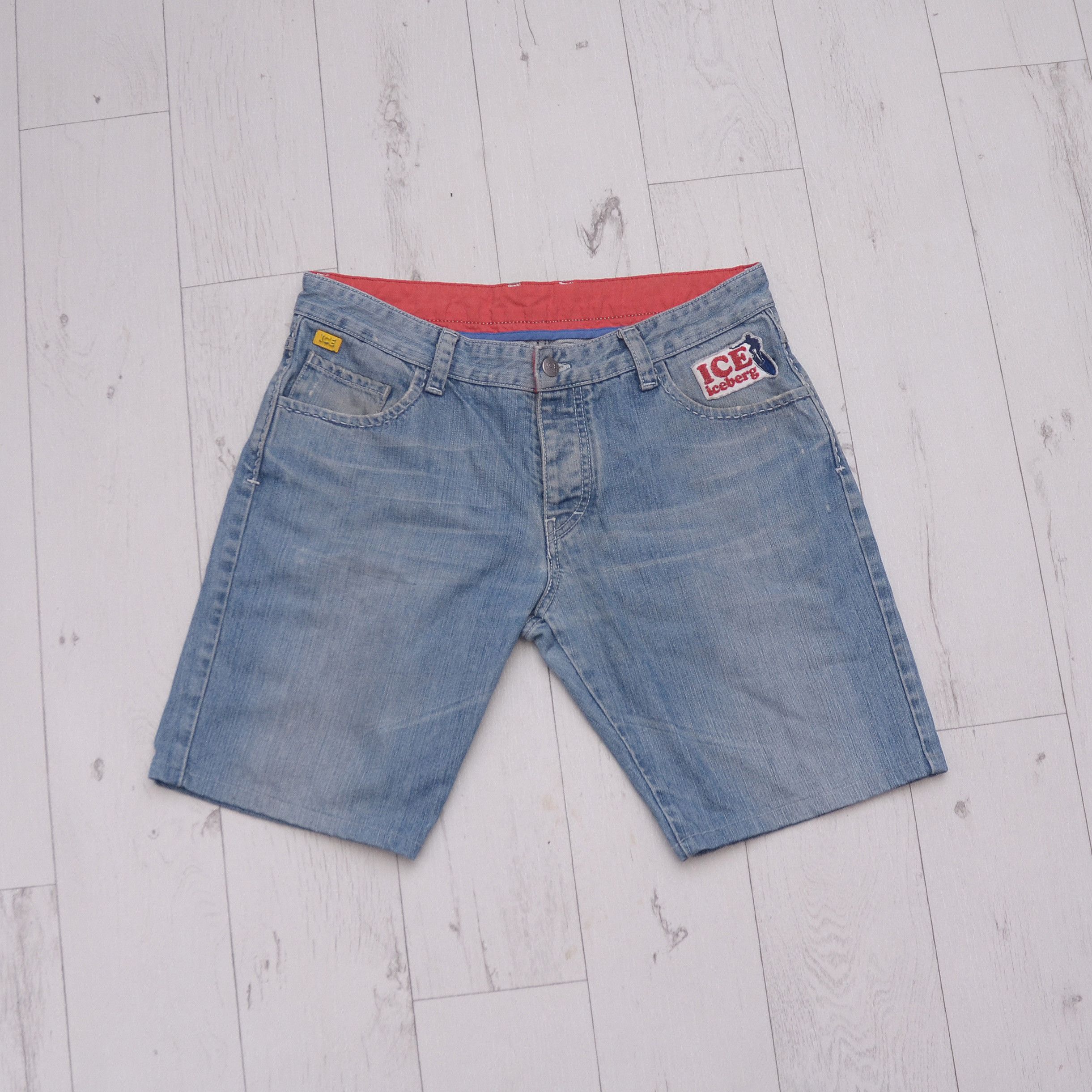 Iceberg Vintage Iceberg Jean Shorts Jorts Surfin POP Patch Logo Size US 33 - 1 Thumbnail