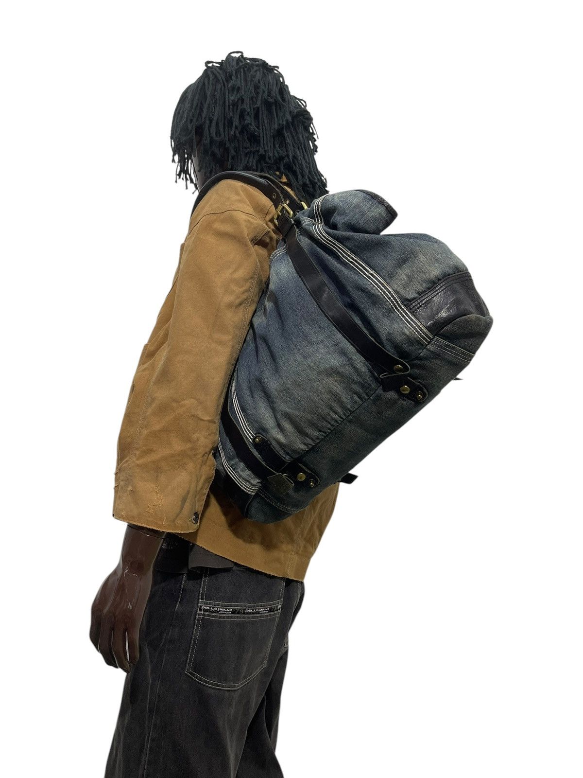 希少✨y2k DIESEL leather shoulder Archive DIESEL Brown Canvas Womens Shoulder Bag Leather Logo 00s Y2k