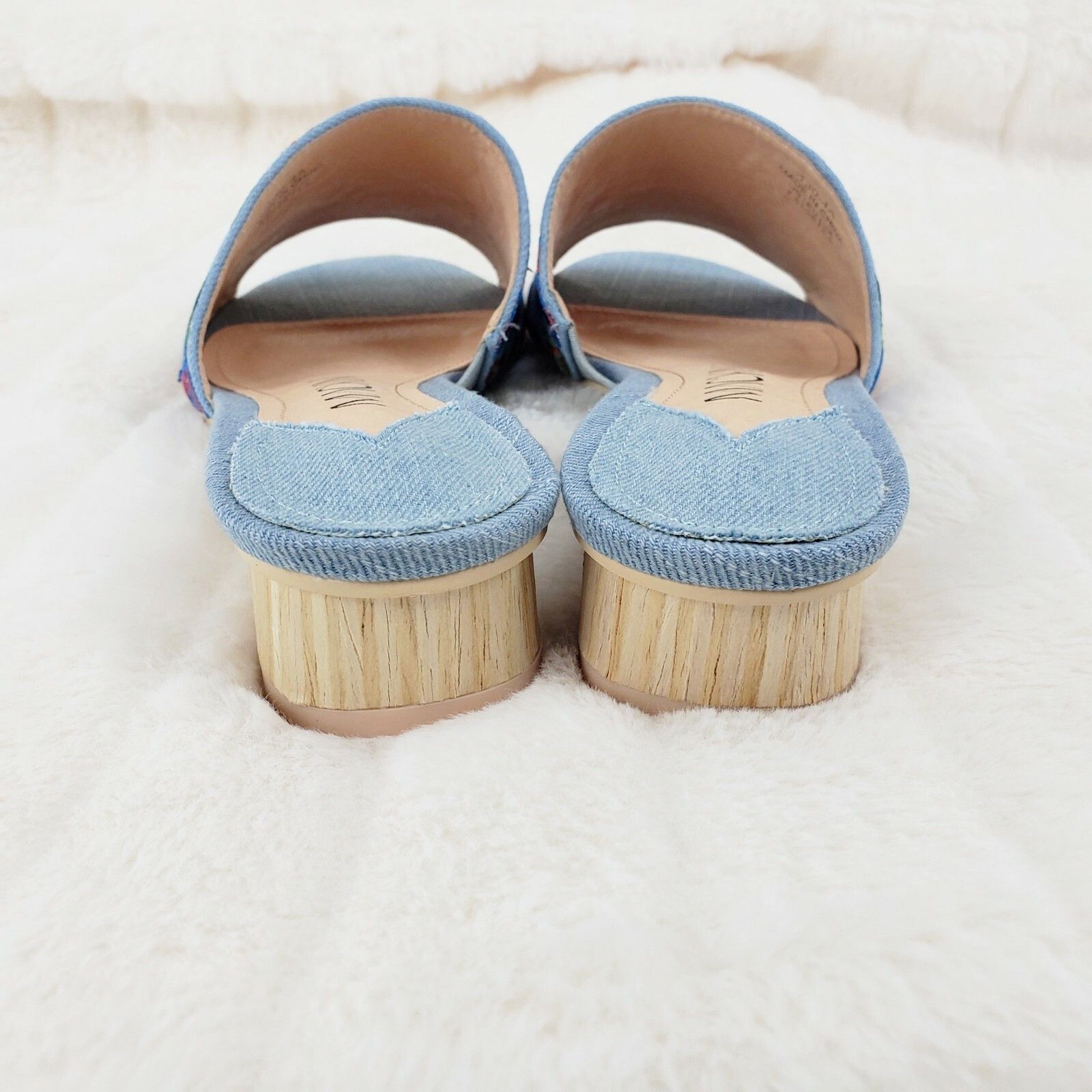 Other Mac J Denim Slip On Flats Mules Clog Slipper Embroidered Flo Size US 7 / IT 37 - 7 Thumbnail