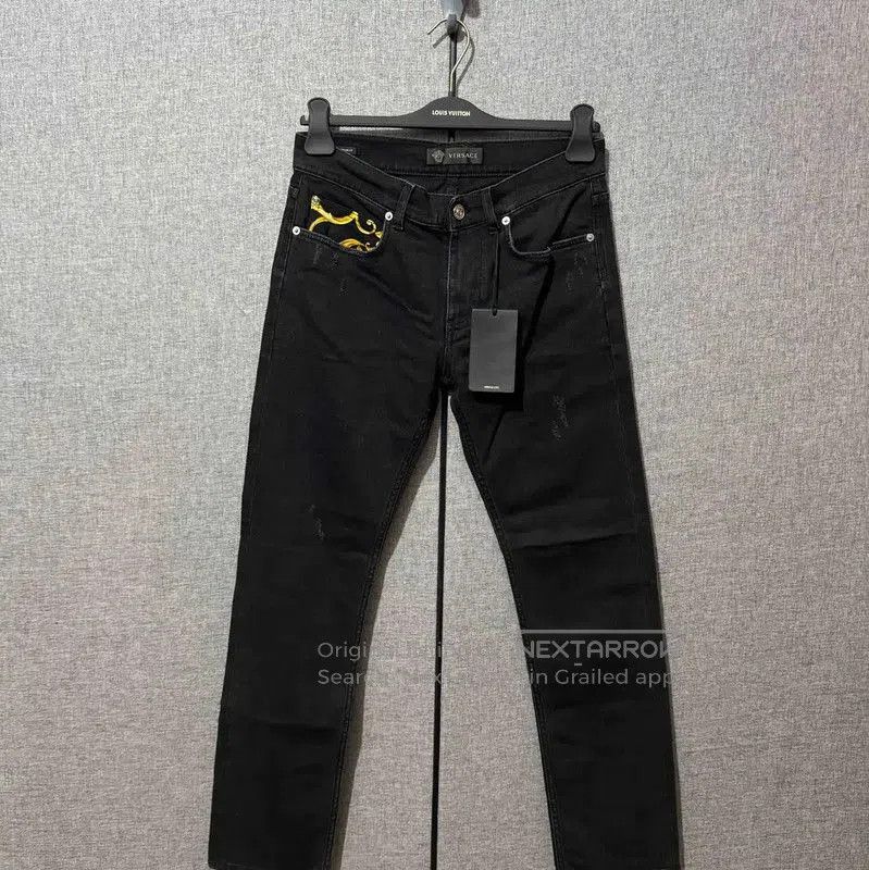 Versace Versace M Black Leather Logo Casual Pants . Size US 32 / EU 48 - 1 Thumbnail