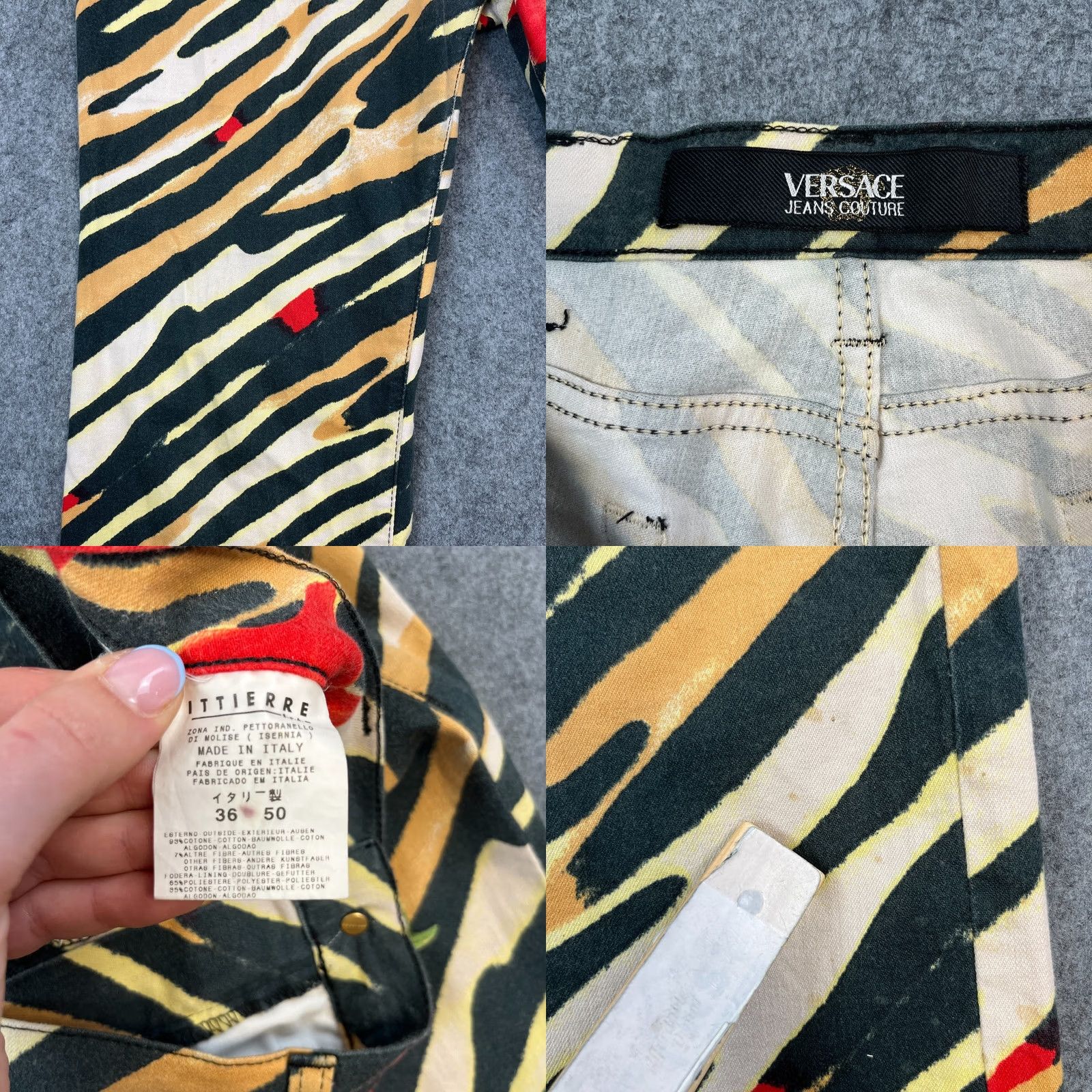 Versace VINTAGE Versace Jeans Straight Womens 34 32 UK 14 Multicoloured Animal Flower Print Italy Jeans Wrist? Size 24" / US 00 / IT 34 - 9 Thumbnail