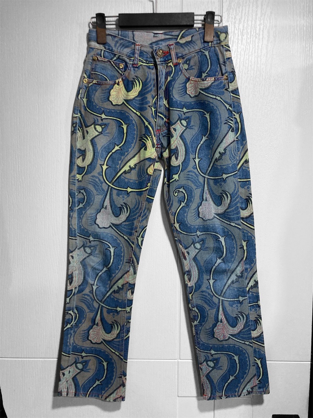 Vivienne Westwood 1993ss Vivienne Westwood Grand Hotel Paisley Denim Pants Size 26" / US 2 / IT 38 - 1 Thumbnail