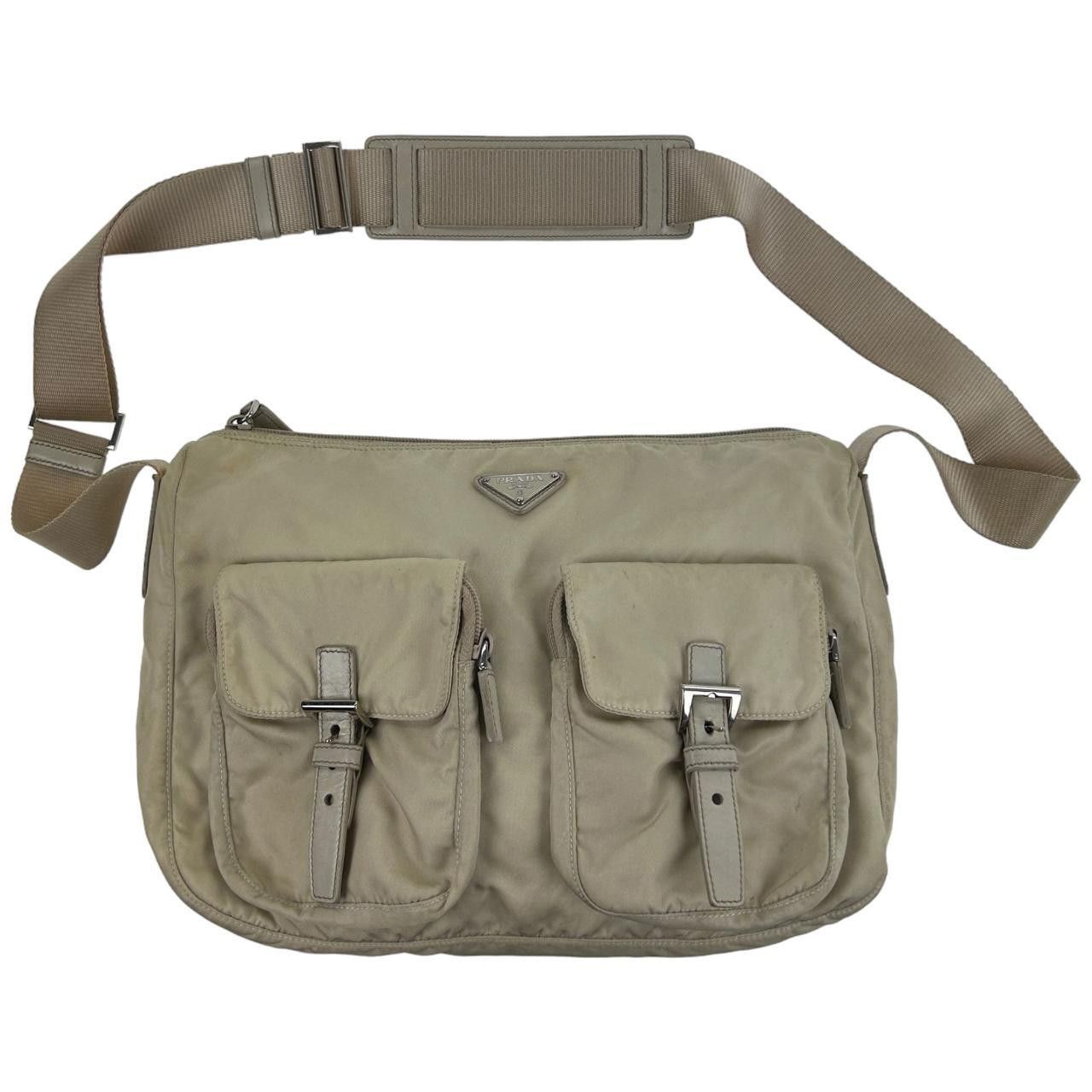 image of Vintage Prada Multi Pocket Cross Body Bag in Tan, Women's